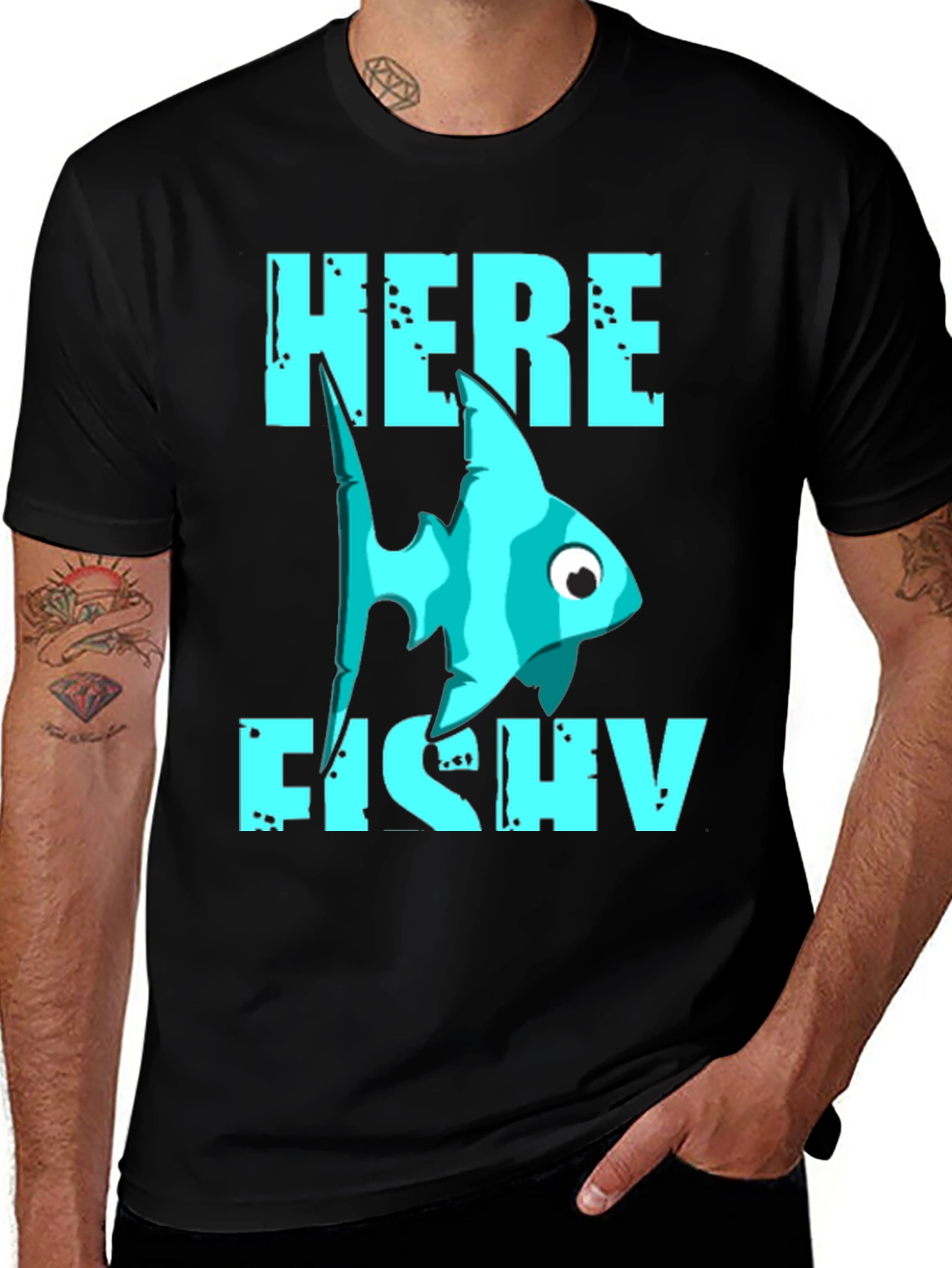 Here Fishy T-Shirt - Funny Fishing Graphic Tee