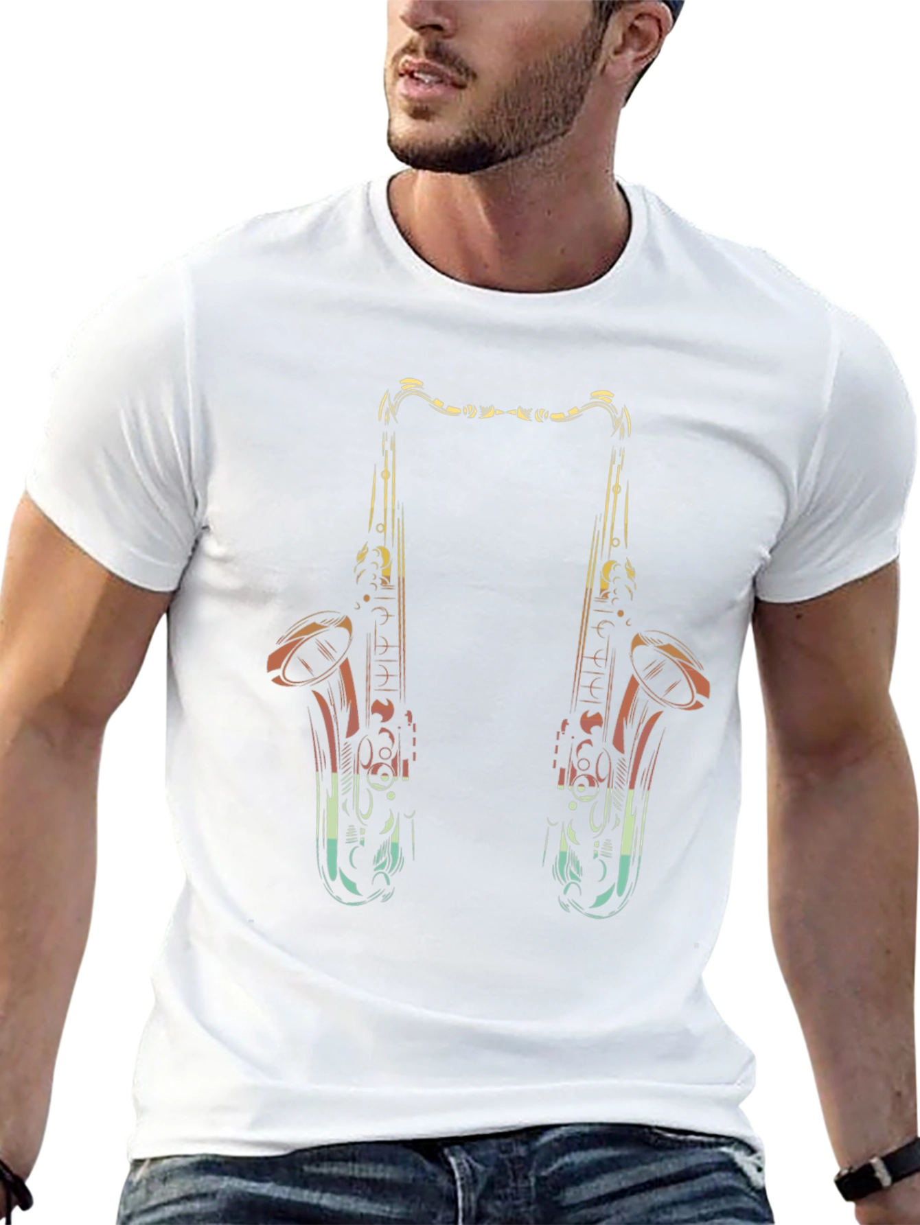 Saxophone Graphic Black T-Shirt