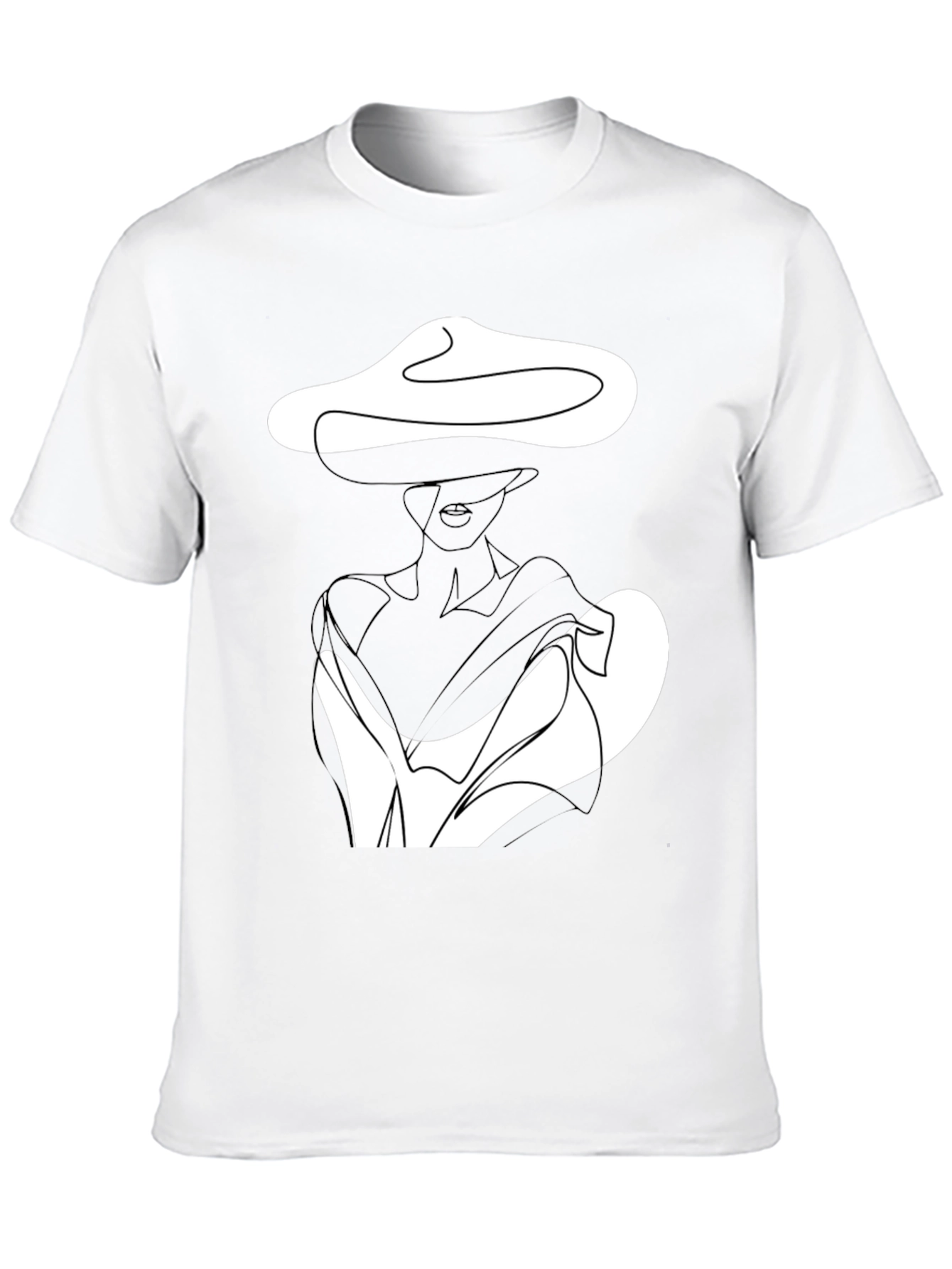 Elegant Woman Line Art Black T-Shirt