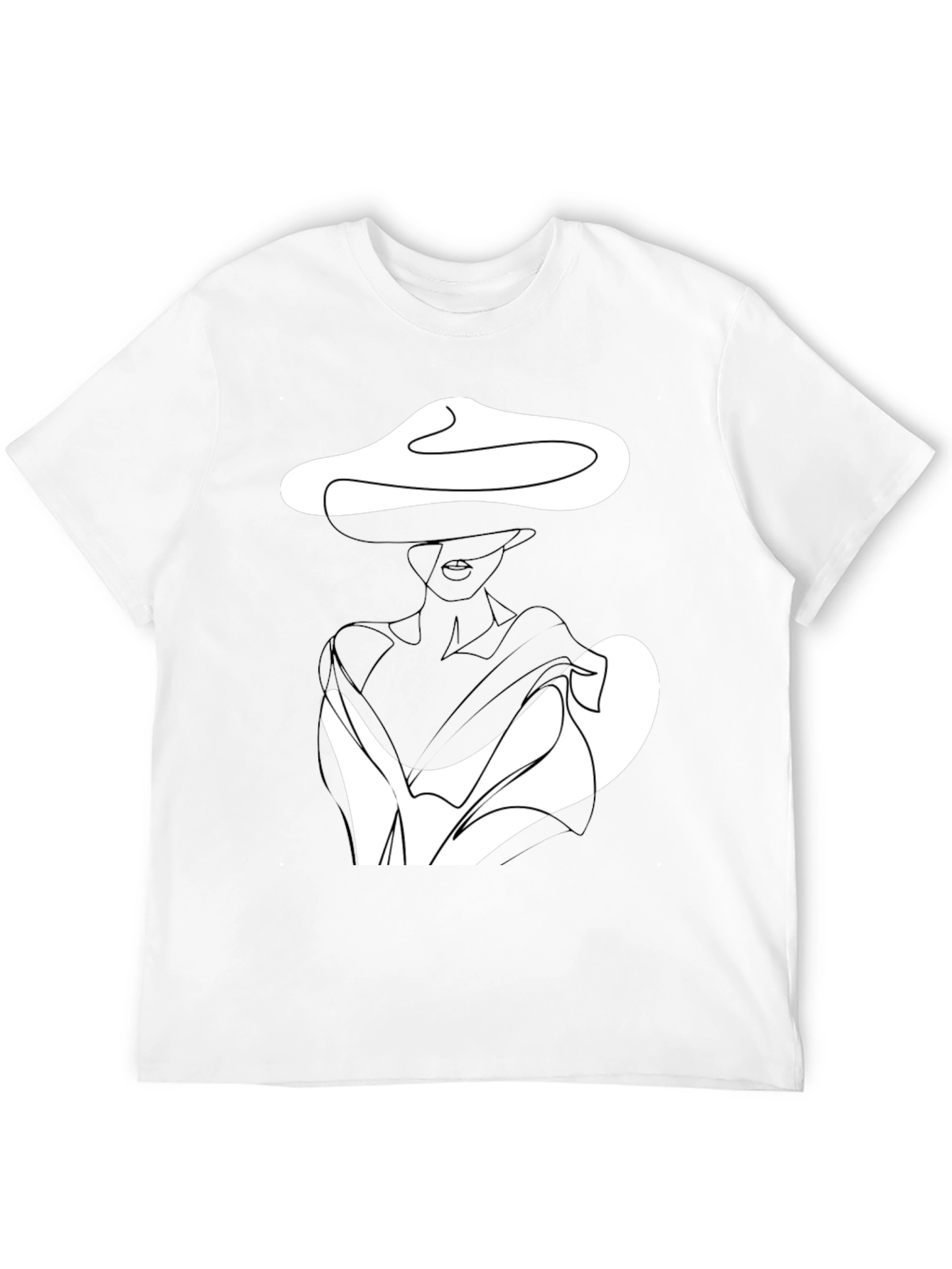 Elegant Woman Line Art Black T-Shirt