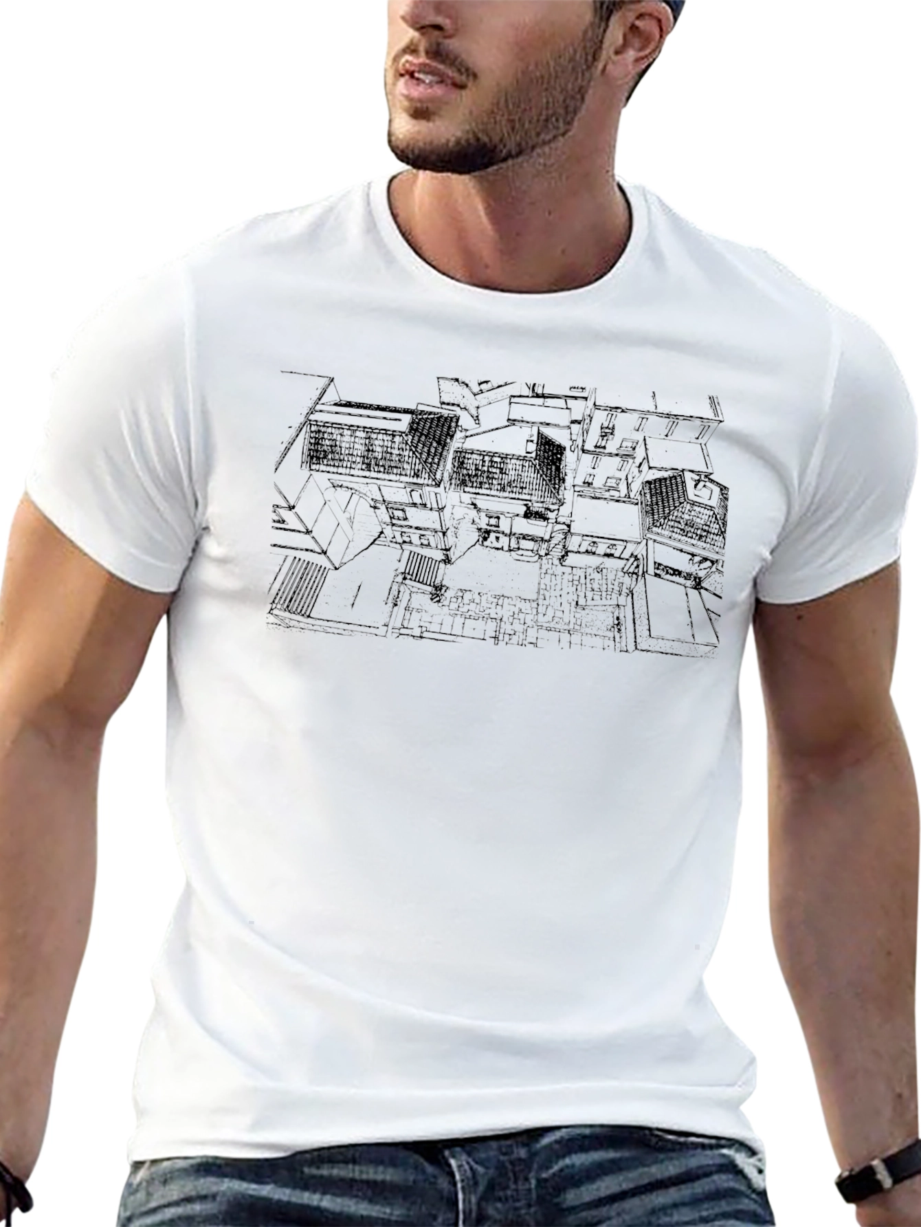 Architectural Print Black T-Shirt