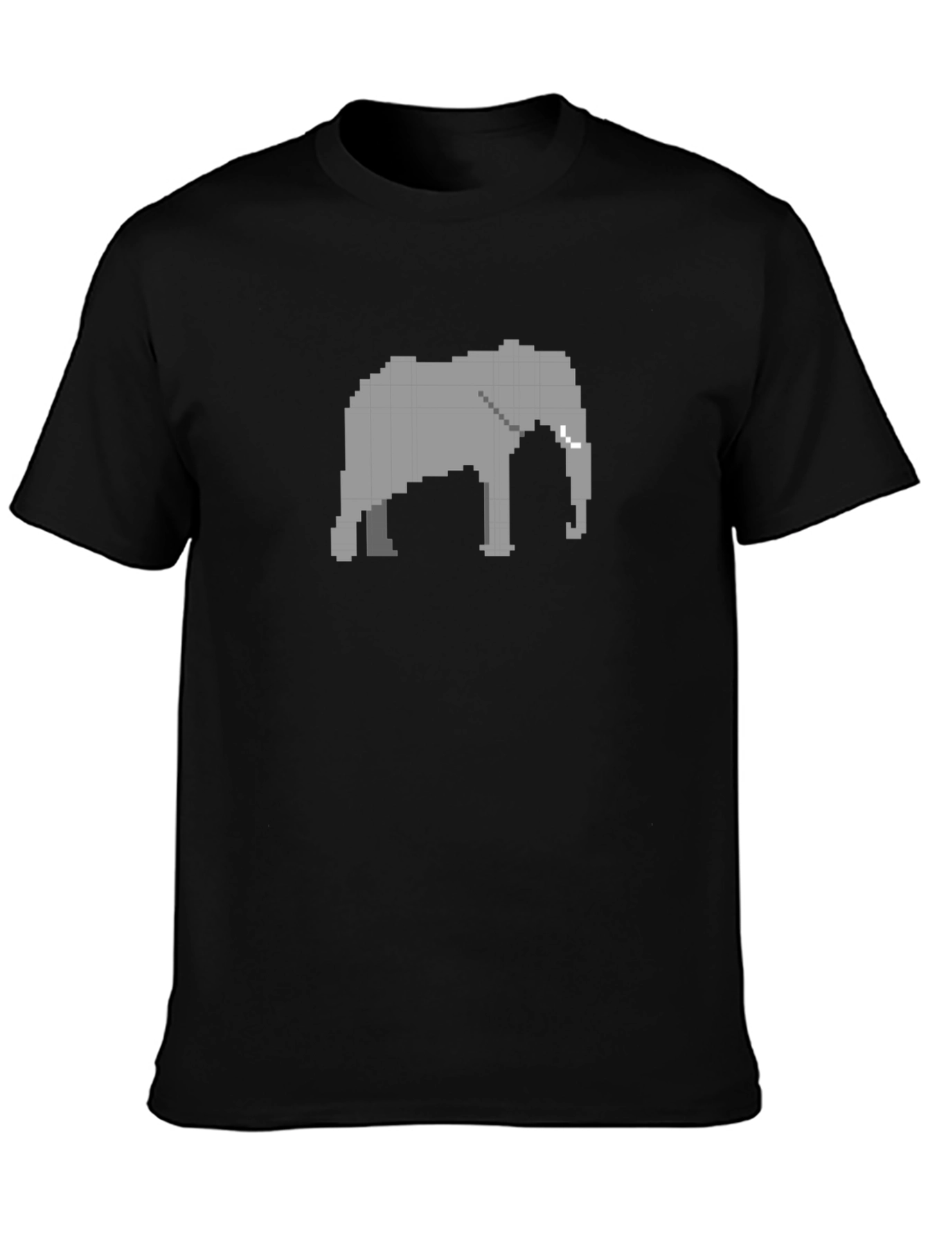 Pixel Elephant Black T-Shirt - Retro Style