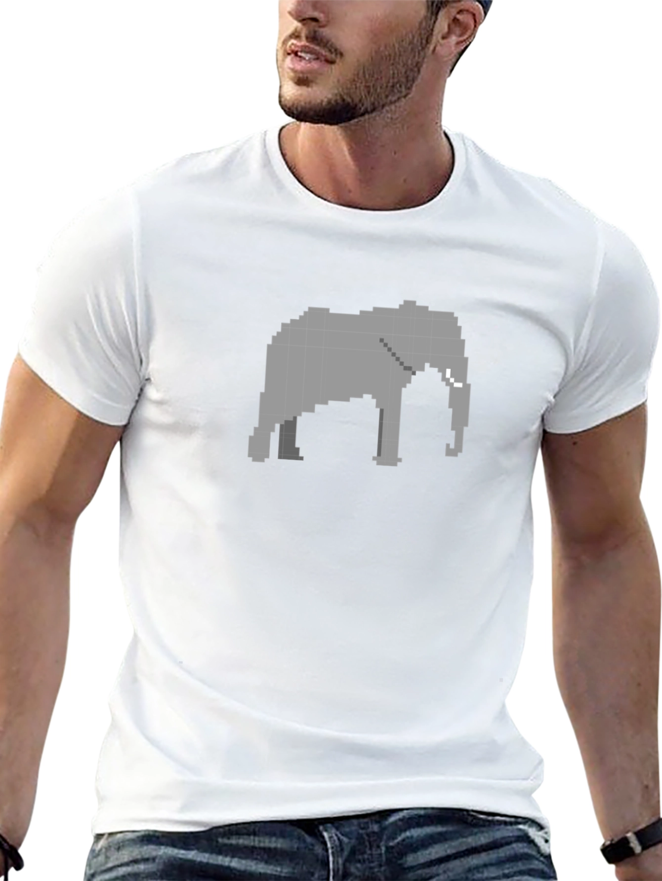 Pixel Elephant Black T-Shirt - Retro Style