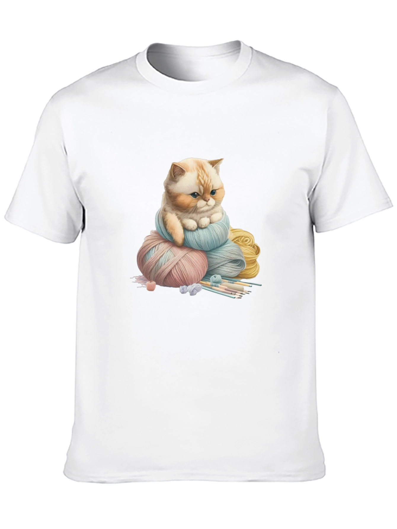 Cute Cat Kitten Yarn Ball Black T-Shirt