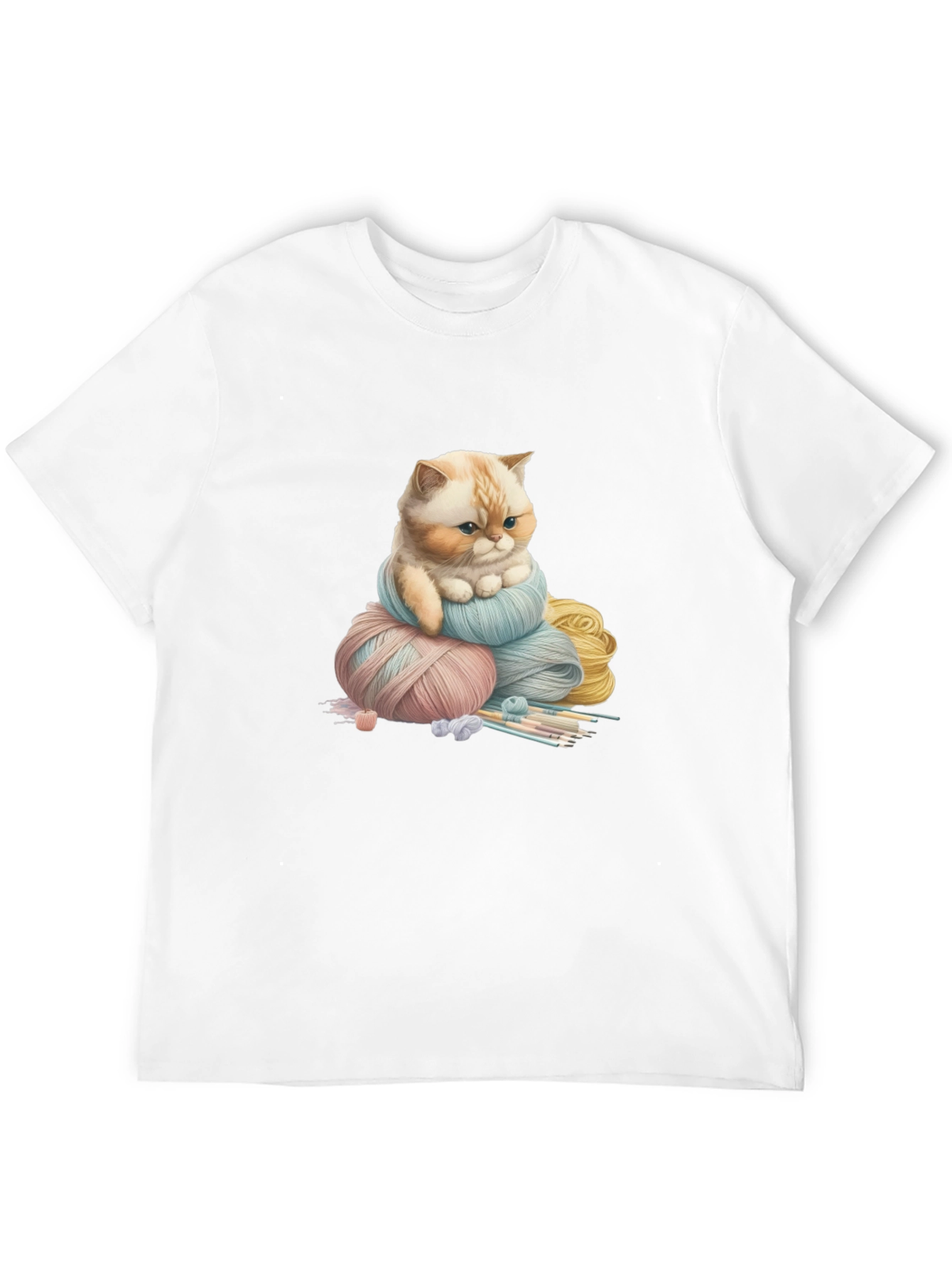 Cute Cat Kitten Yarn Ball Black T-Shirt