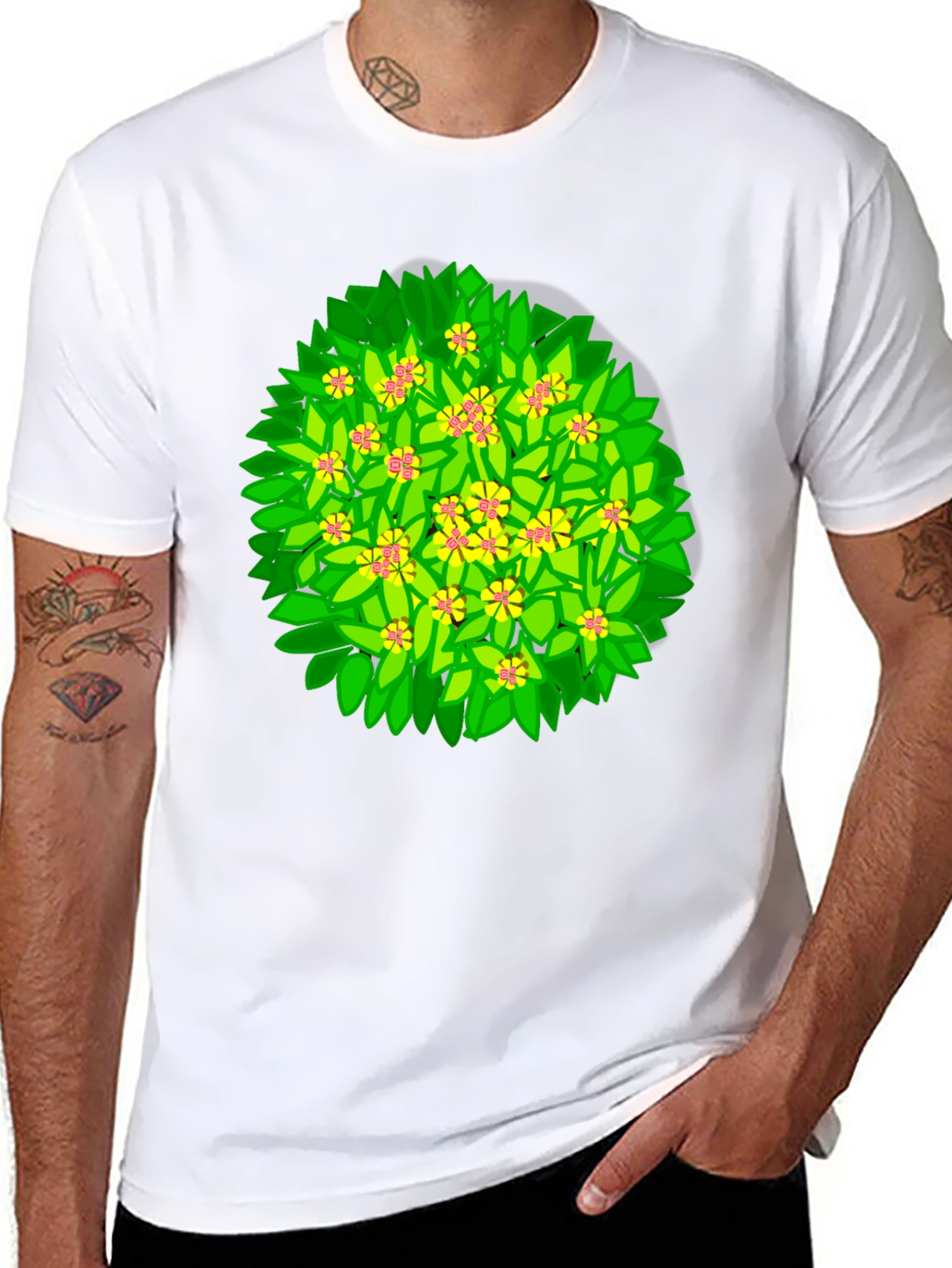 Floral Bush Graphic T-Shirt - Unique Design