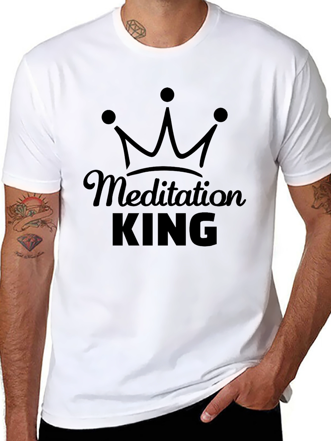 Meditation King Black Graphic T-Shirt