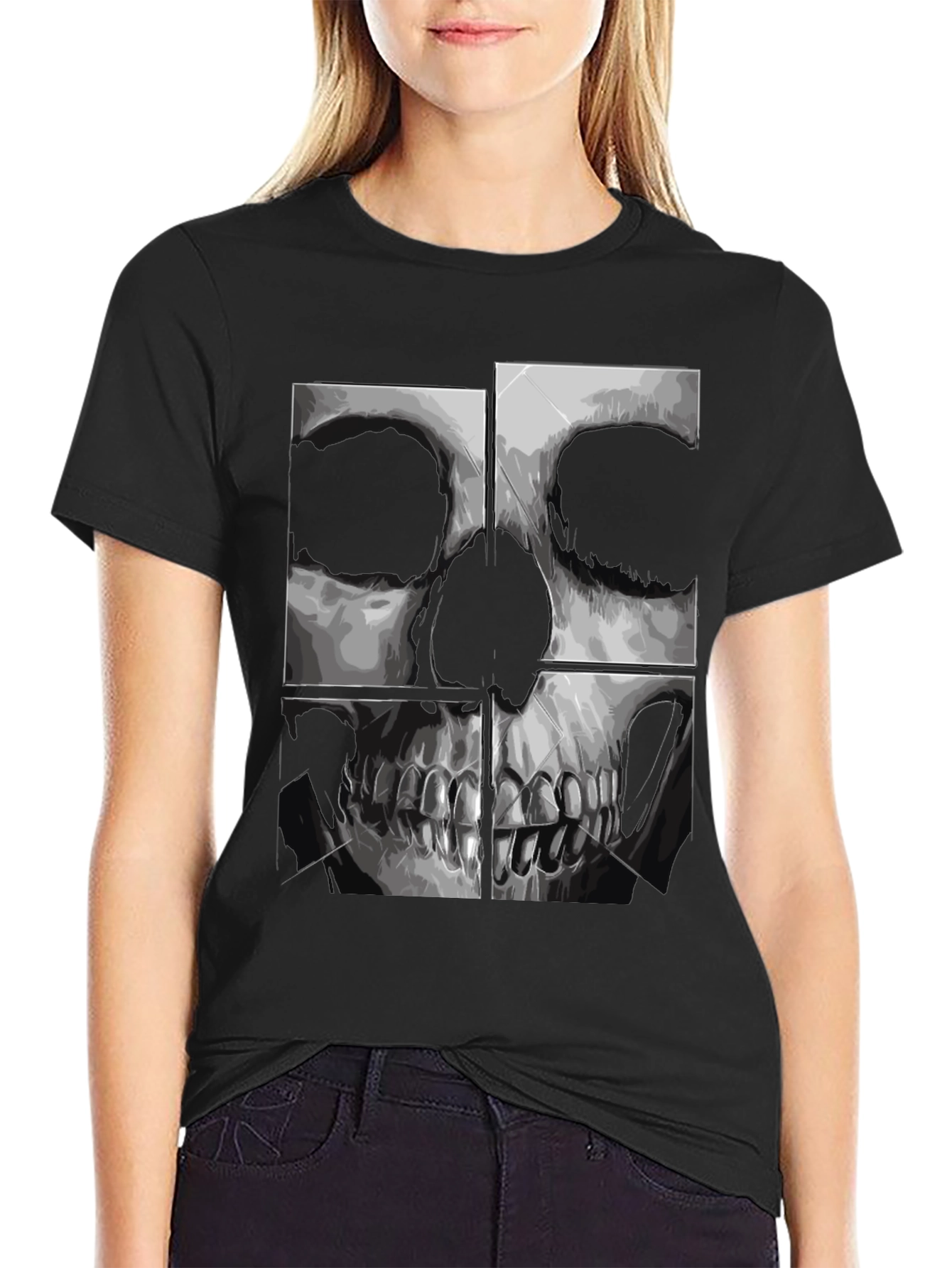 Skull Graphic Print Black T-Shirt