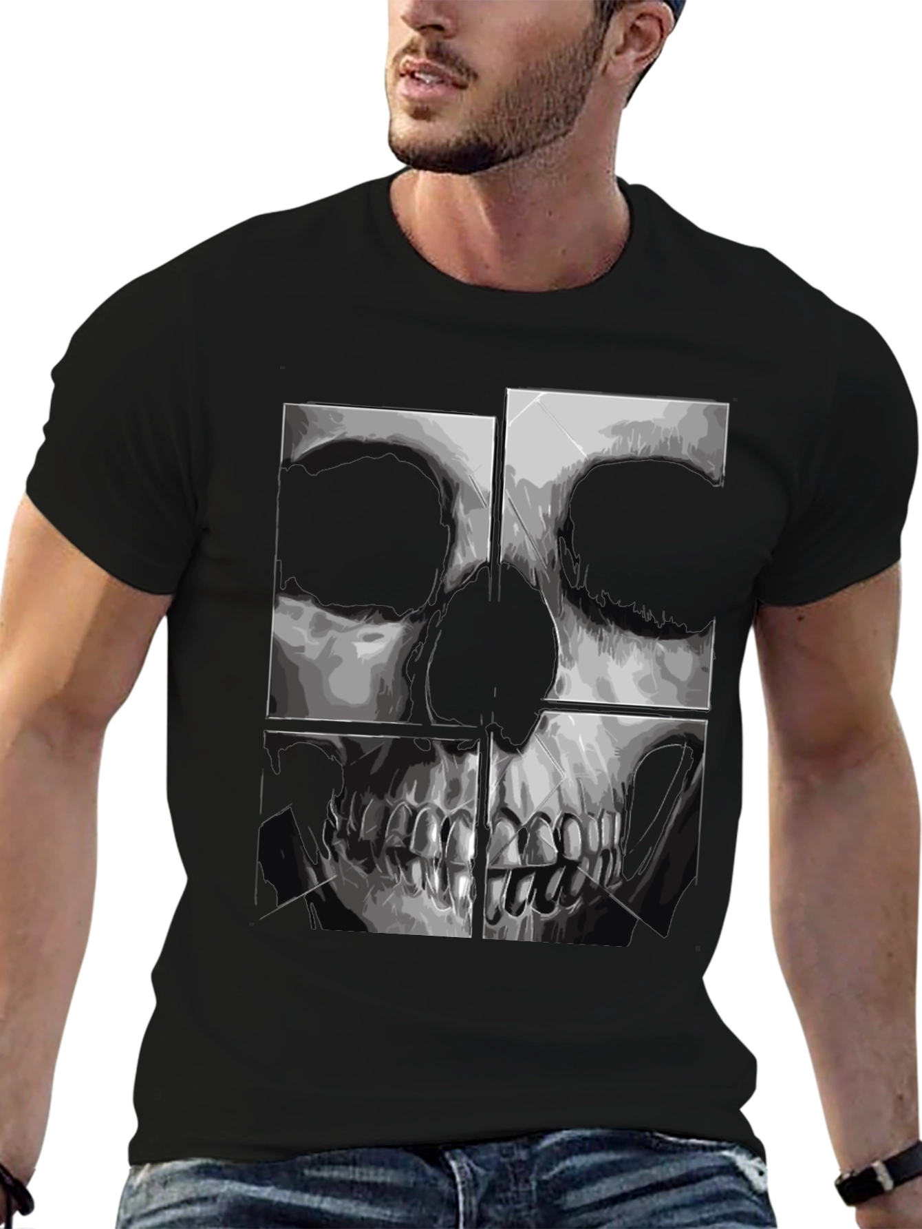 Skull Graphic Print Black T-Shirt