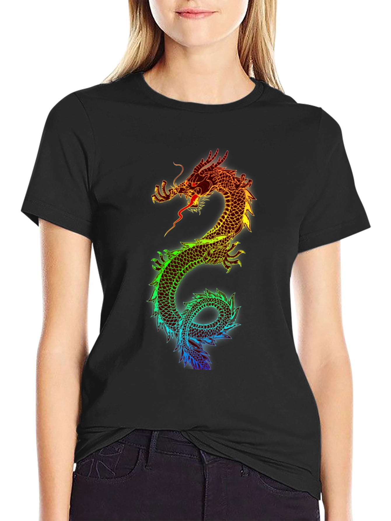 Rainbow Dragon Graphic T-Shirt