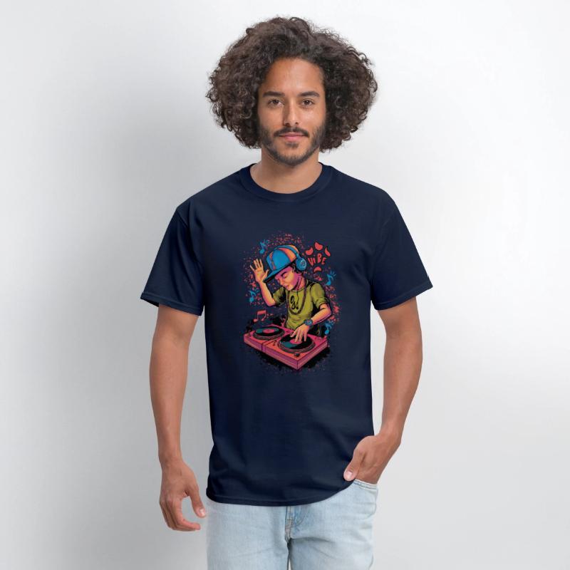 dj turntable boy illustration with vibe