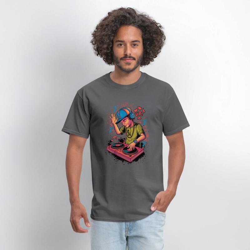 dj turntable boy illustration with vibe