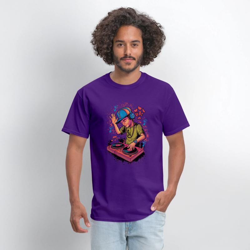 dj turntable boy illustration with vibe
