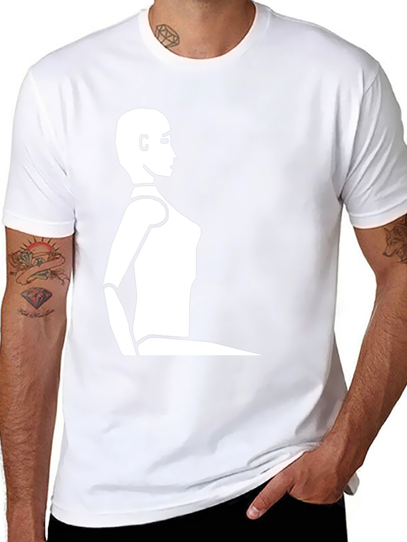 Minimalist Robot Silhouette Black T-Shirt