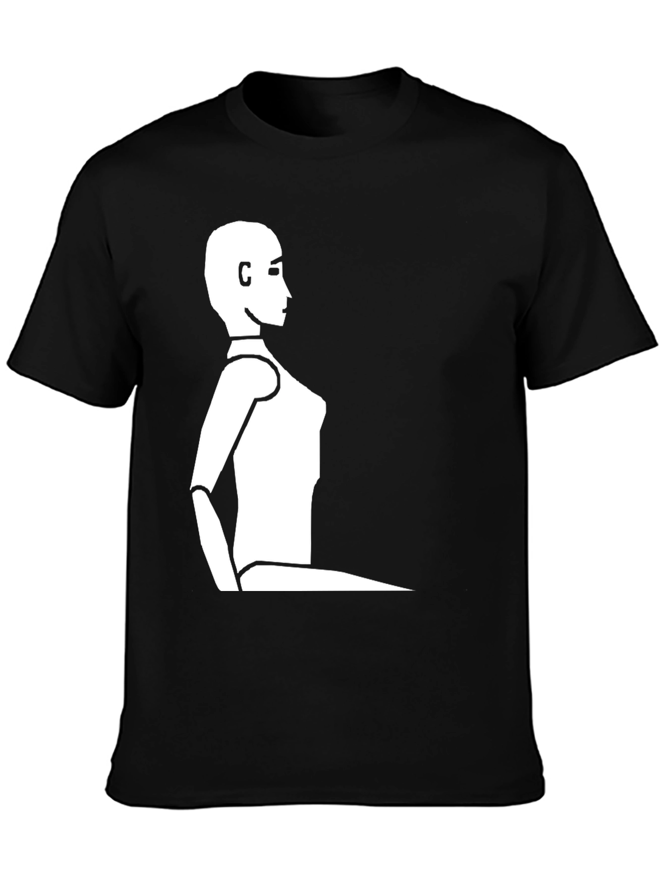 Minimalist Robot Silhouette Black T-Shirt