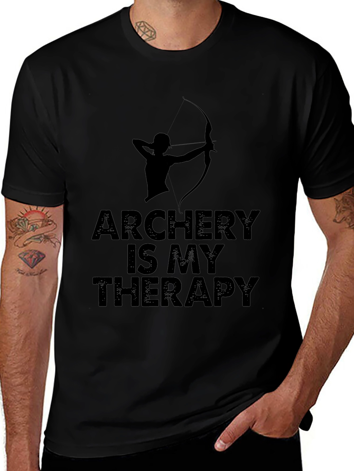 Archery Is My Therapy Black T-Shirt