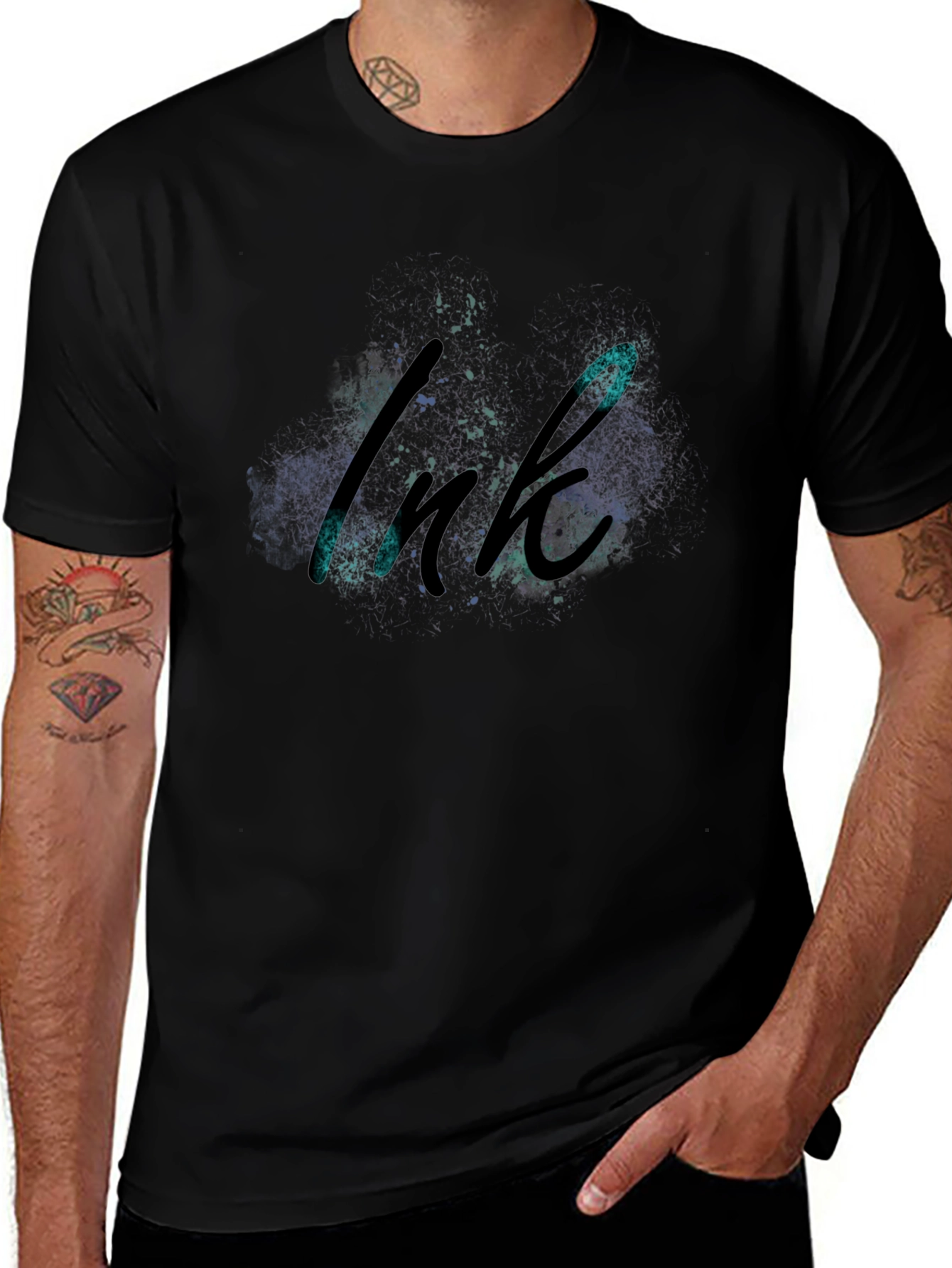 Ink Splatter Graphic Black T-Shirt