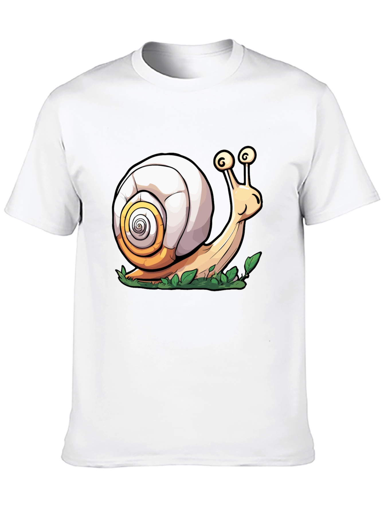 Cartoon Snail Graphic Tee - Black Cotton