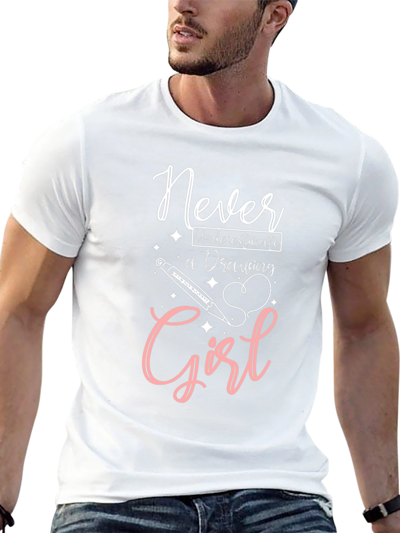 Never Underestimate a Drawing Girl Black T-Shirt