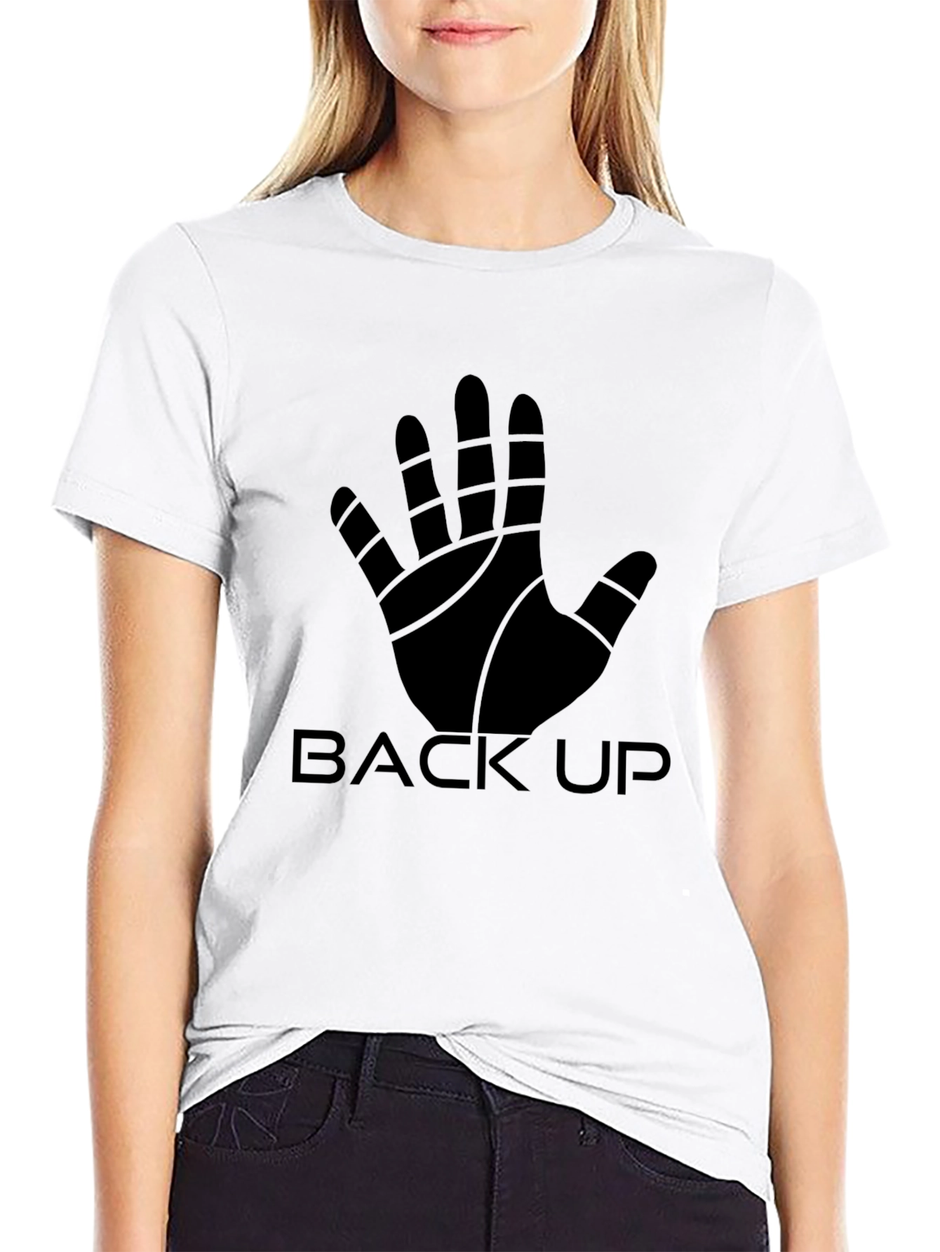 Back Up Hand Graphic Black T-Shirt
