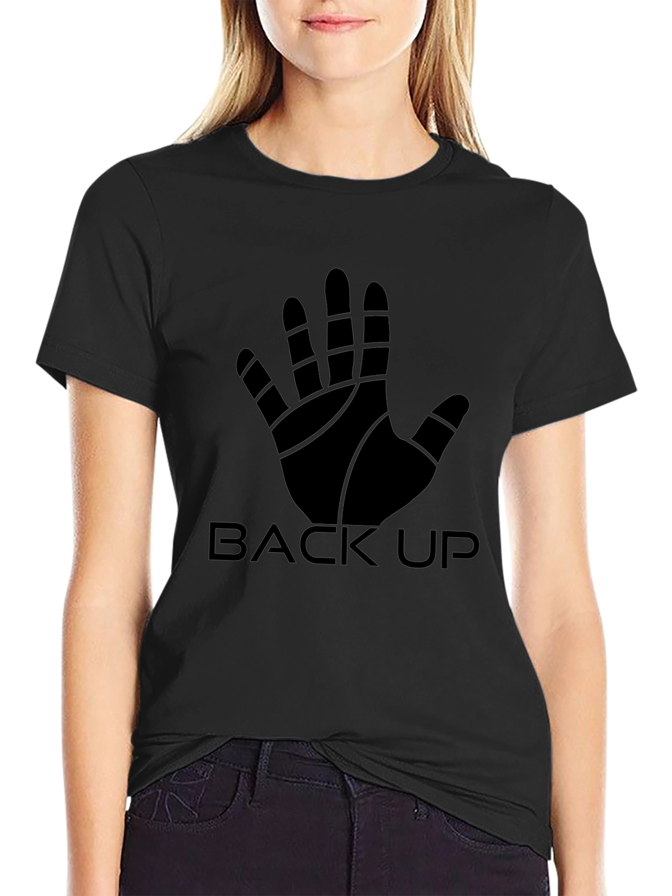 Back Up Hand Graphic Black T-Shirt