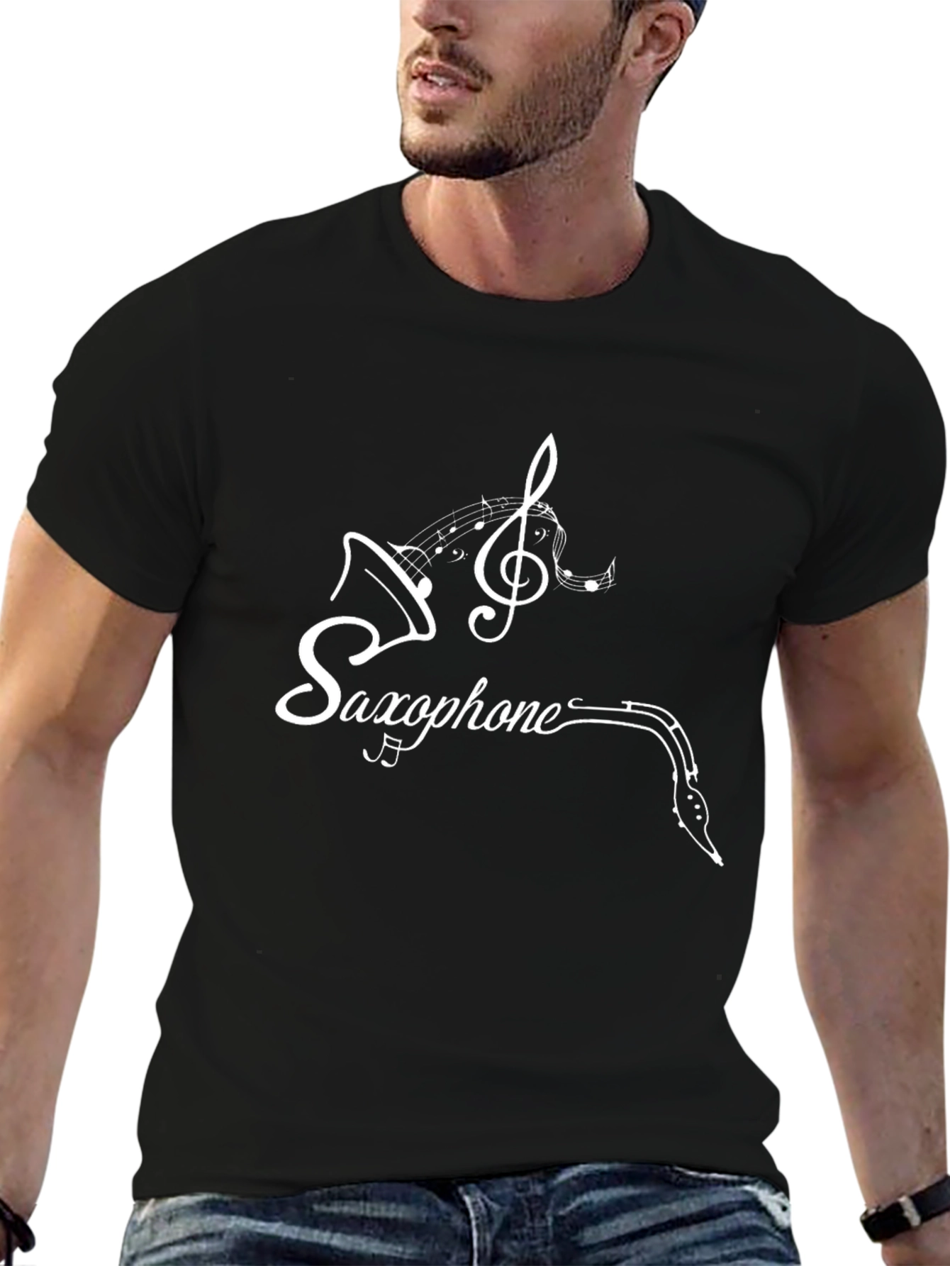 Saxophone Music Notes Graphic T-Shirt