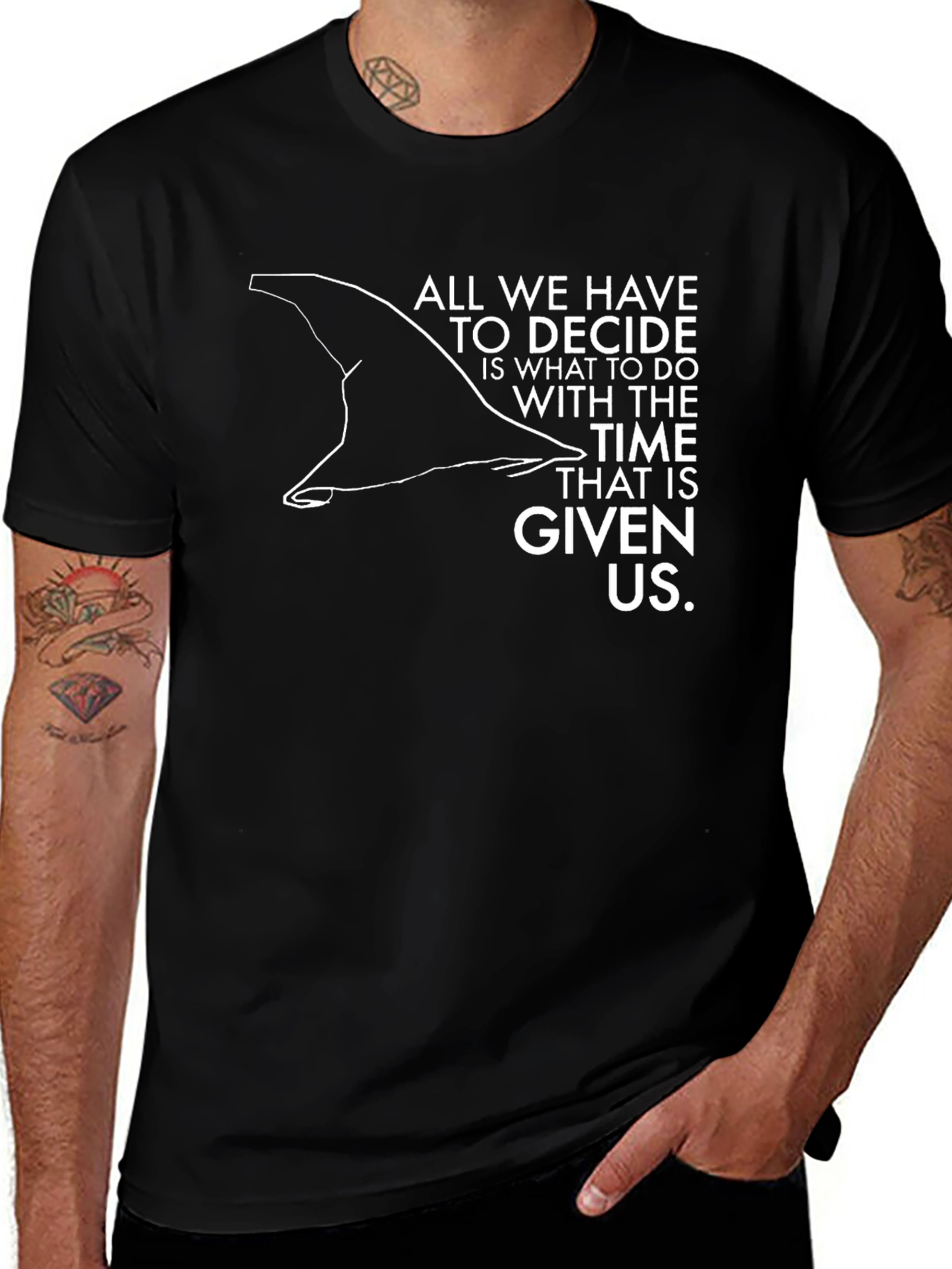 Wizard Hat Time Quote Black T-Shirt