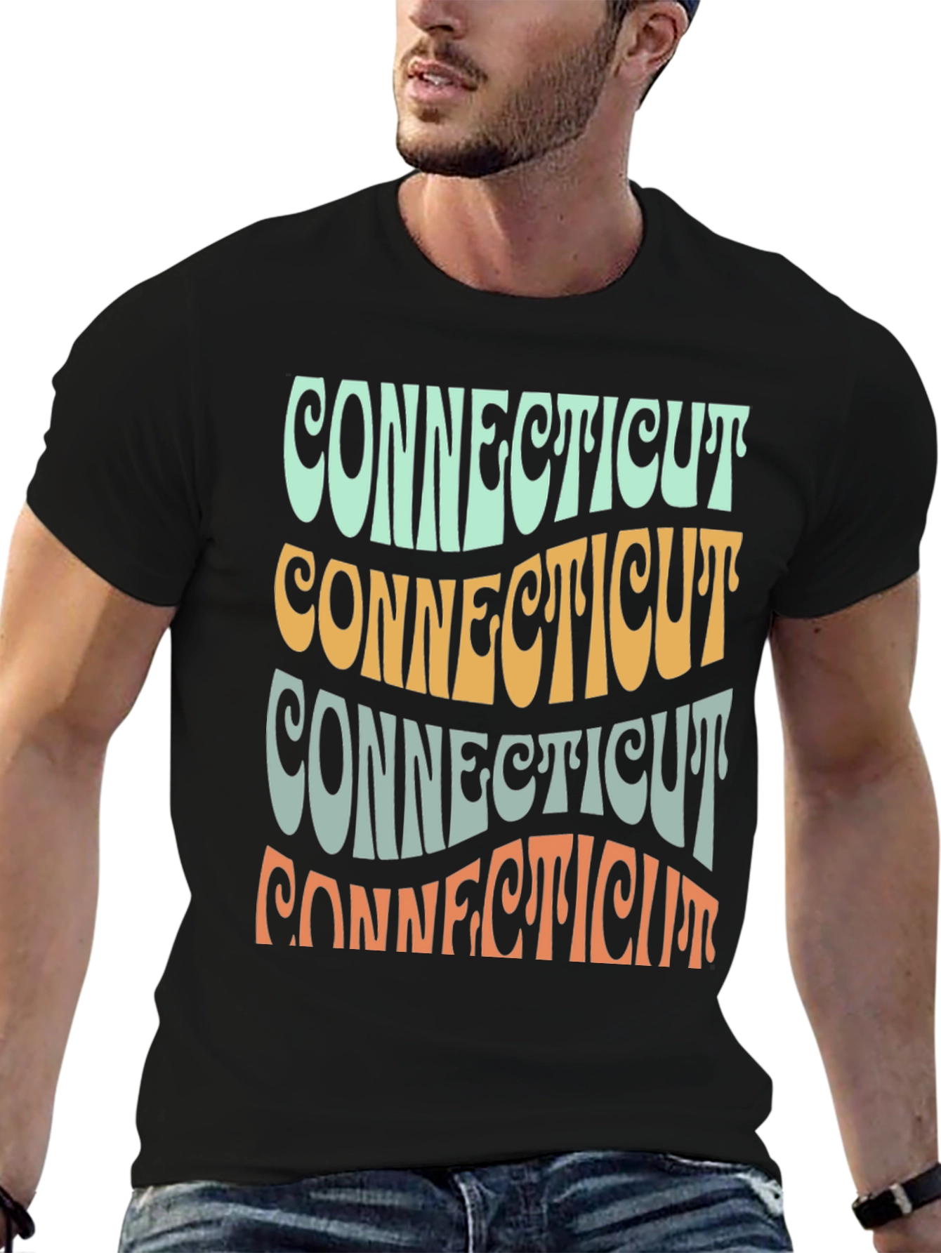 Retro Connecticut State T-Shirt - Graphic Print