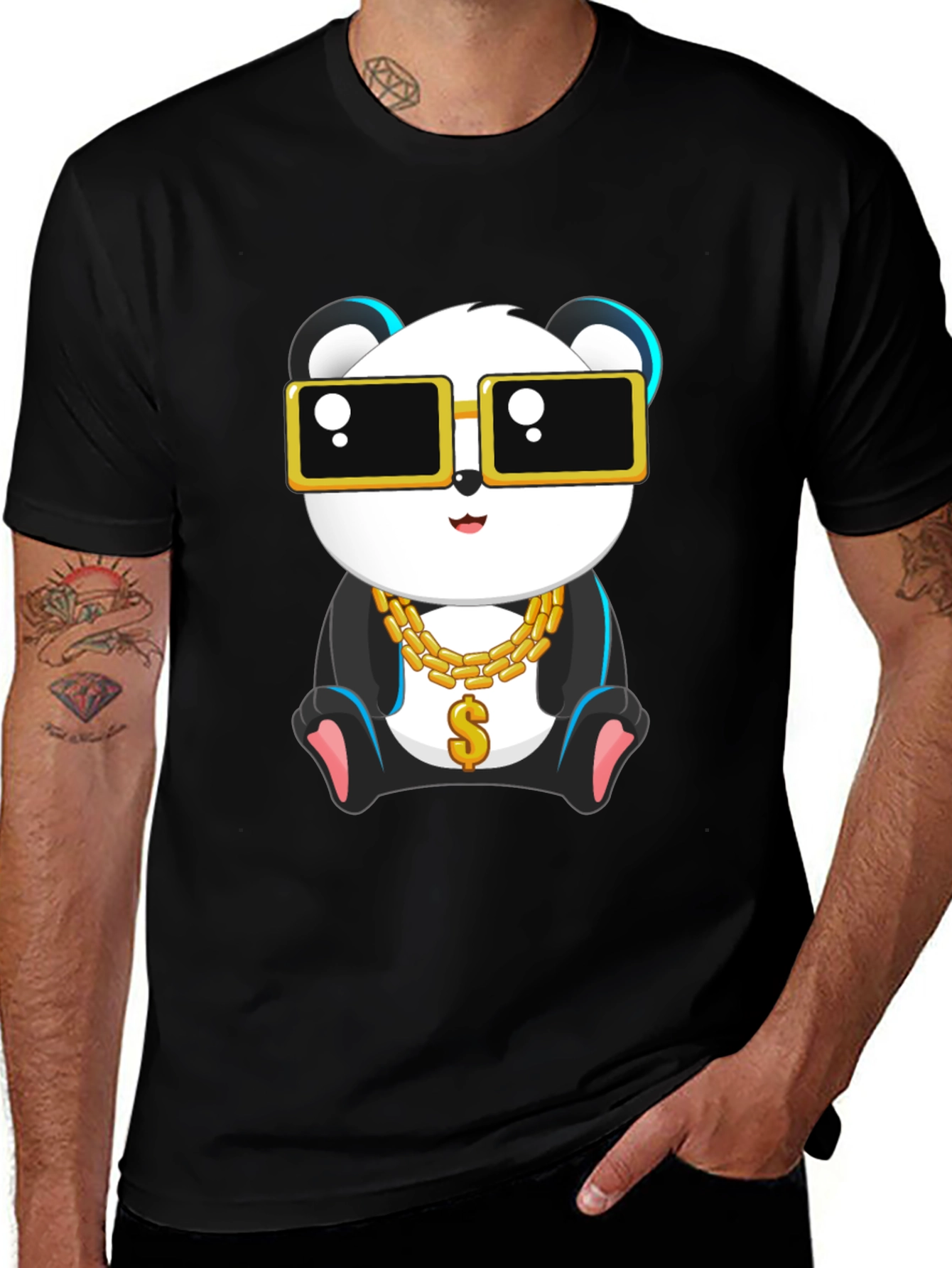 Cool Panda Graphic Tee - Black Cotton T-Shirt