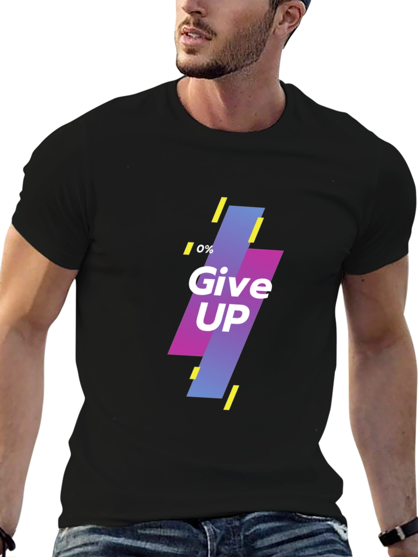 Motivational Never Give Up Black T-Shirt