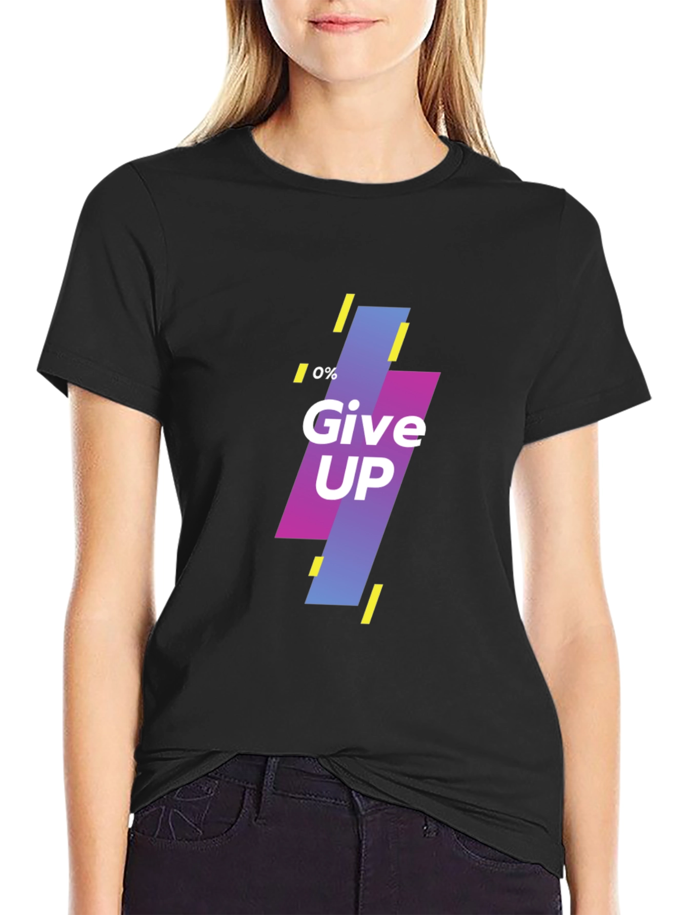 Motivational Never Give Up Black T-Shirt