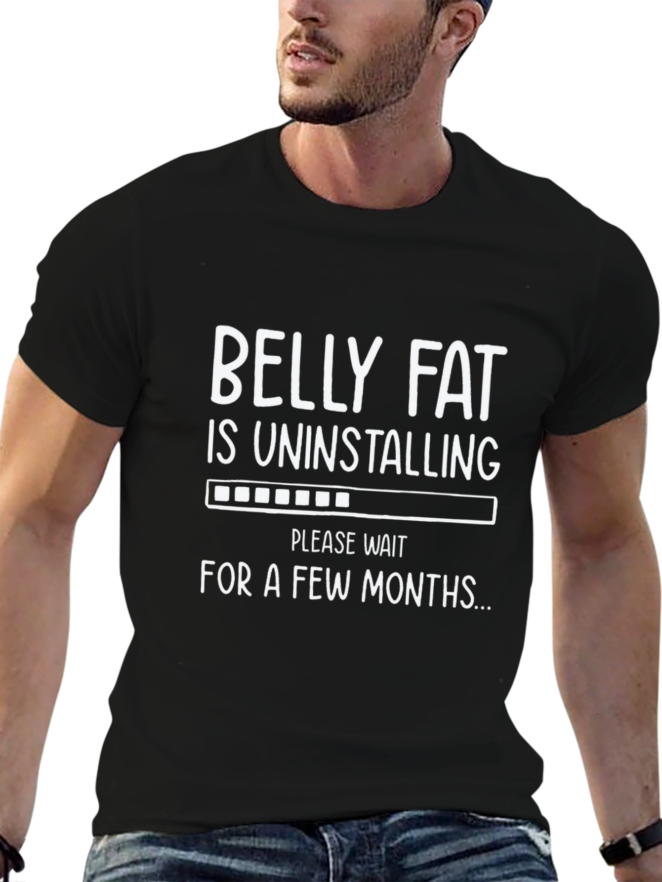 Funny Belly Fat Uninstalling Mens Graphic Tee