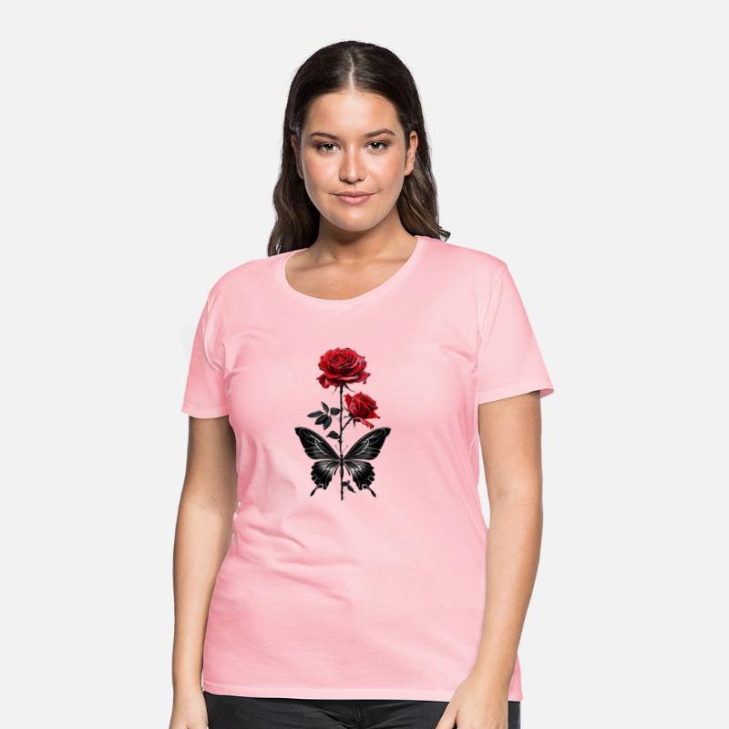 Elegant Red Roses with Black Butterfly
