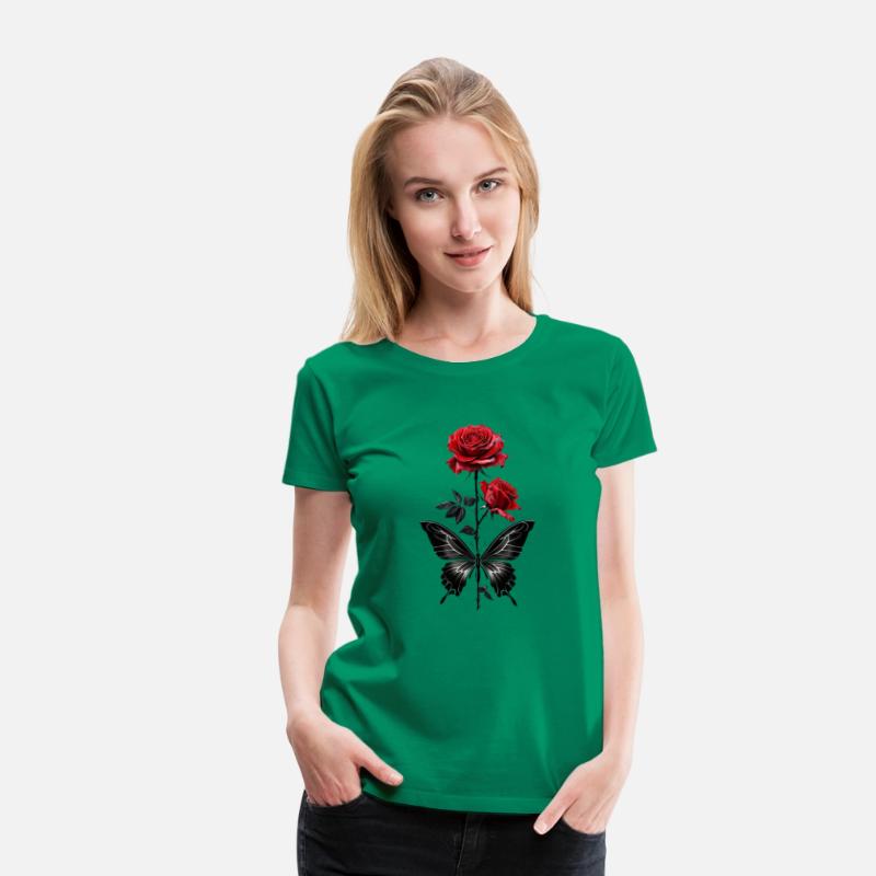 Elegant Red Roses with Black Butterfly