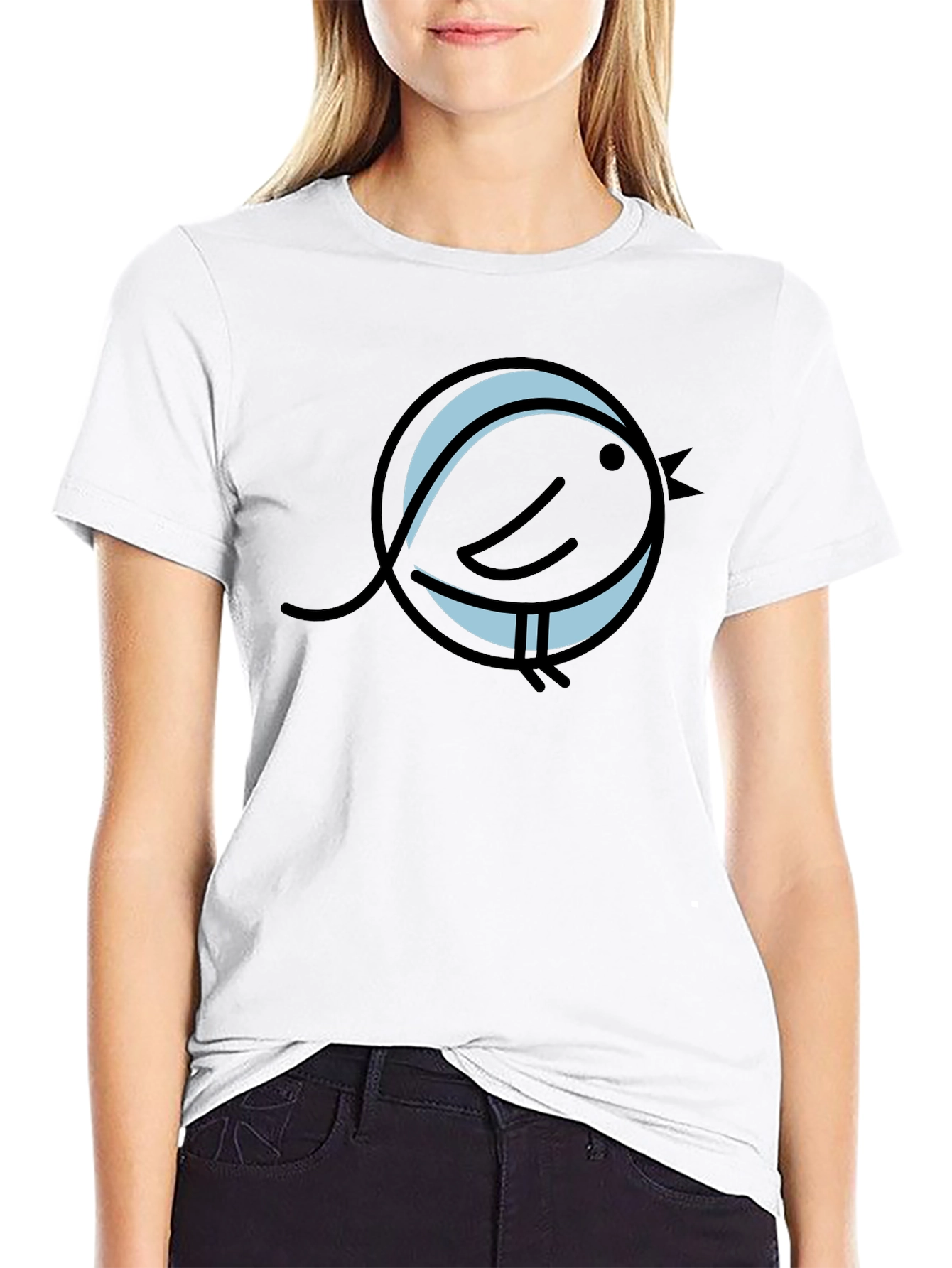 Black Graphic Tee - Bird in Circle