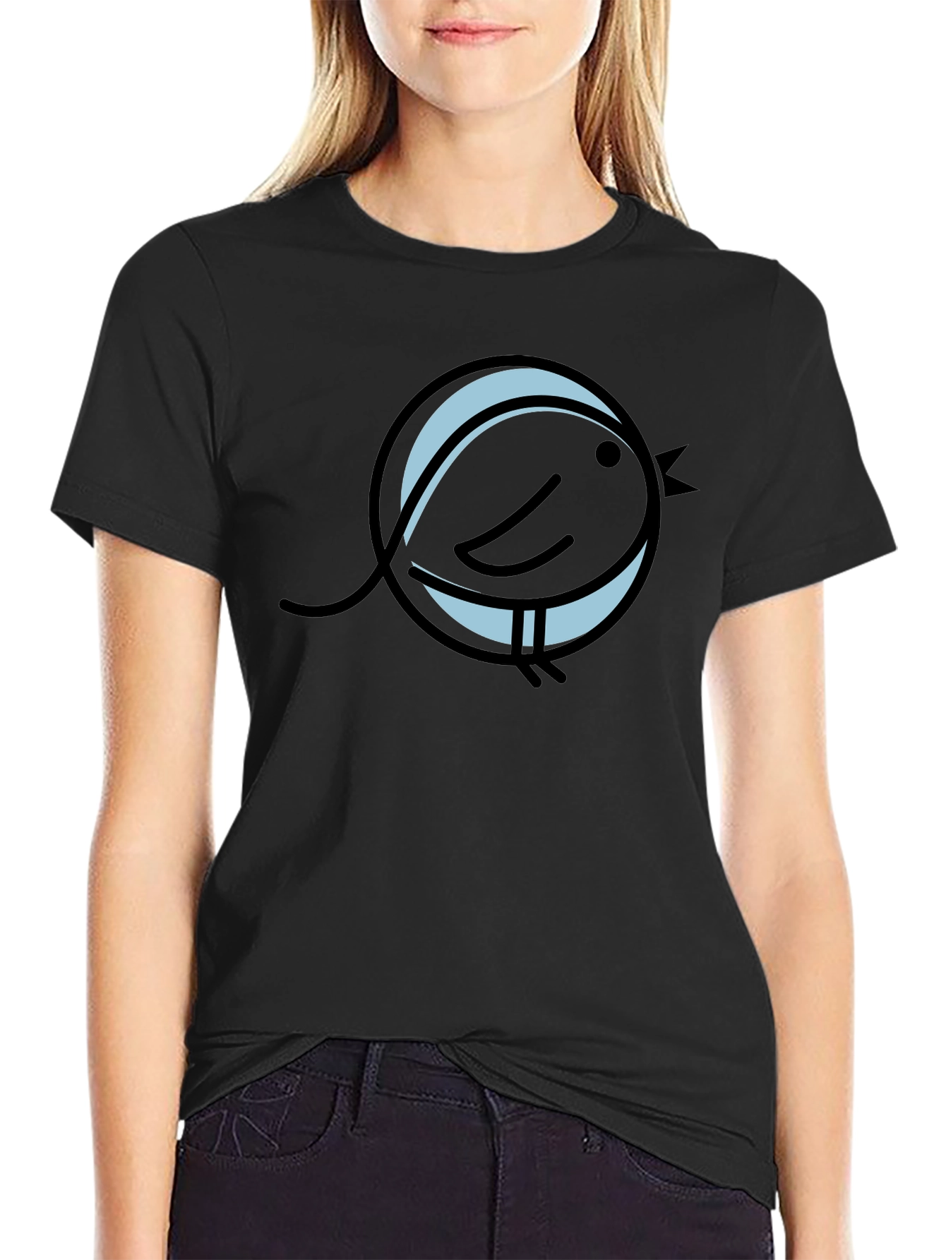 Black Graphic Tee - Bird in Circle