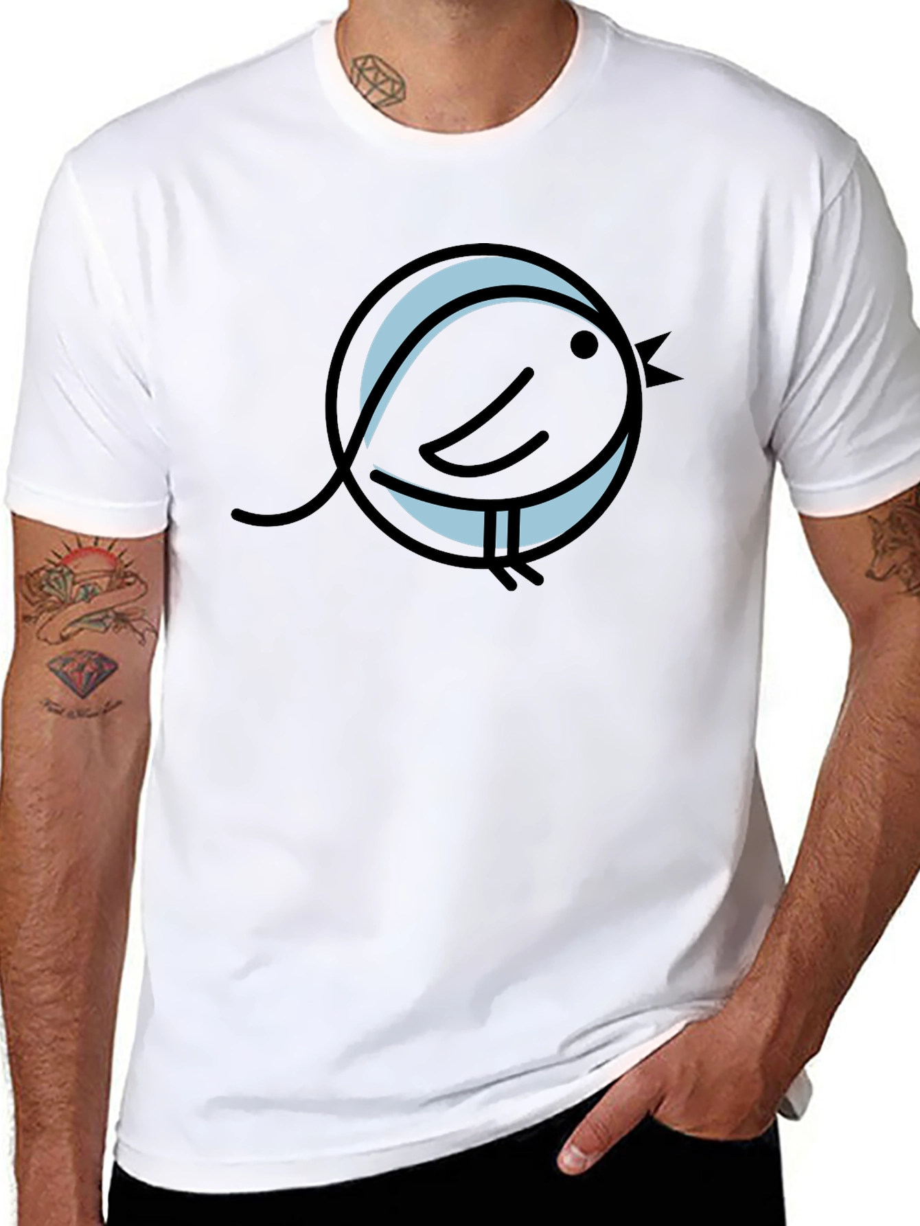 Black Graphic Tee - Bird in Circle