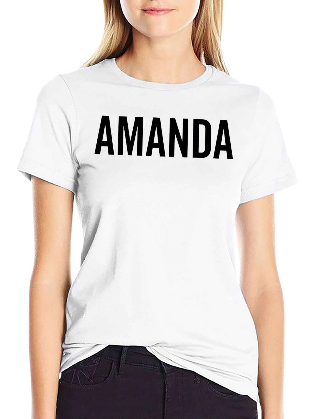 Amanda Black Graphic T-Shirt - Classic Crew Neck Tee