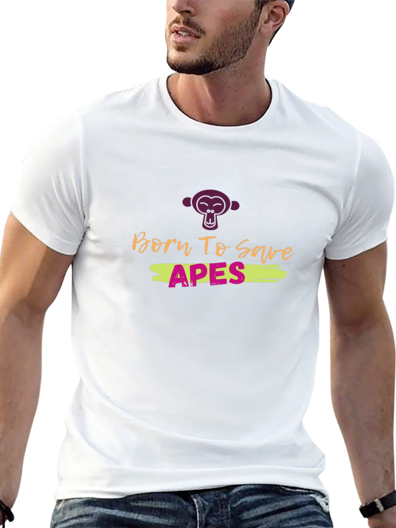 Born to Save Apes Graphic Tee - Black