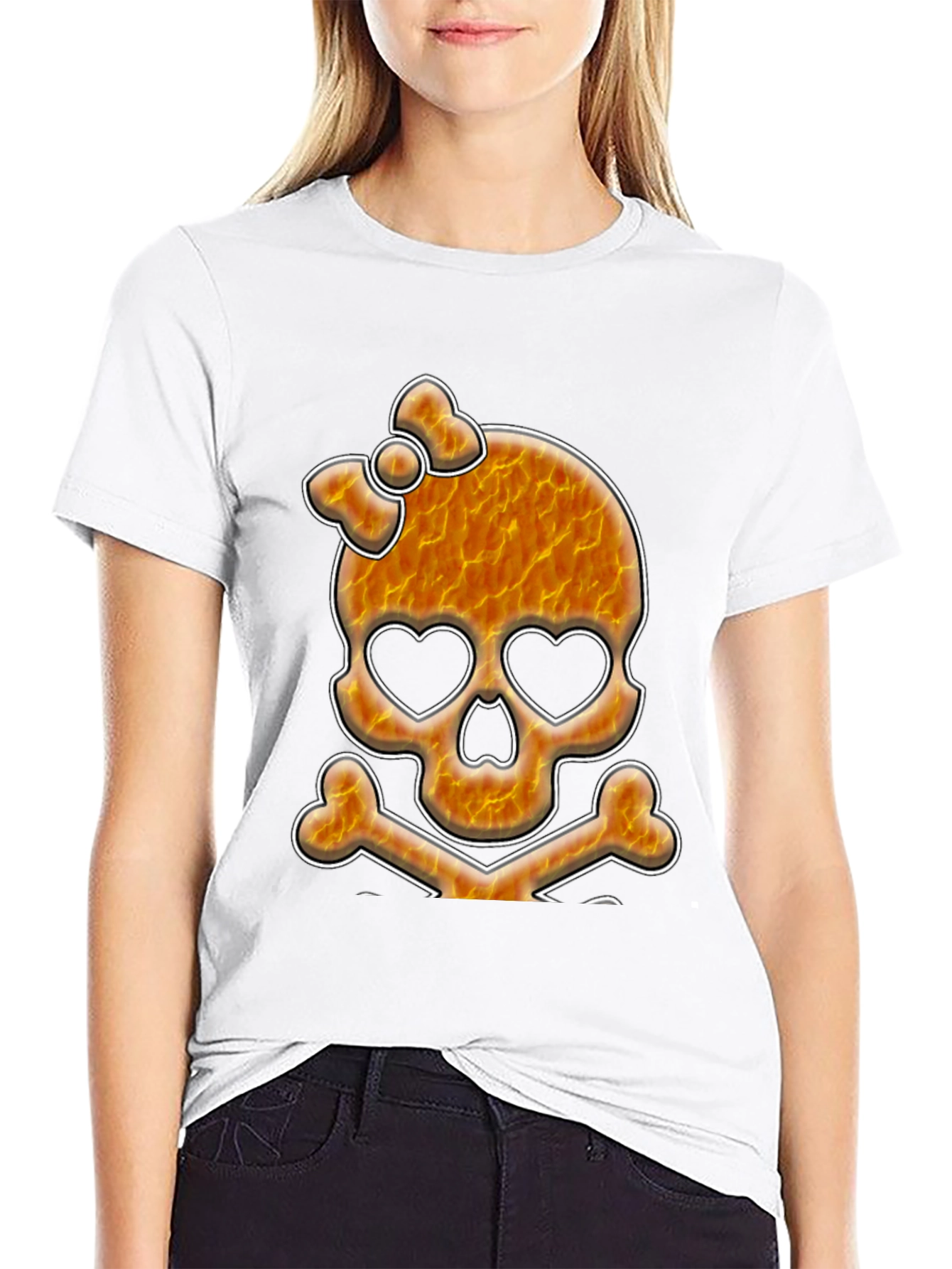 Skull & Crossbones Graphic Tee - Heart Eyes