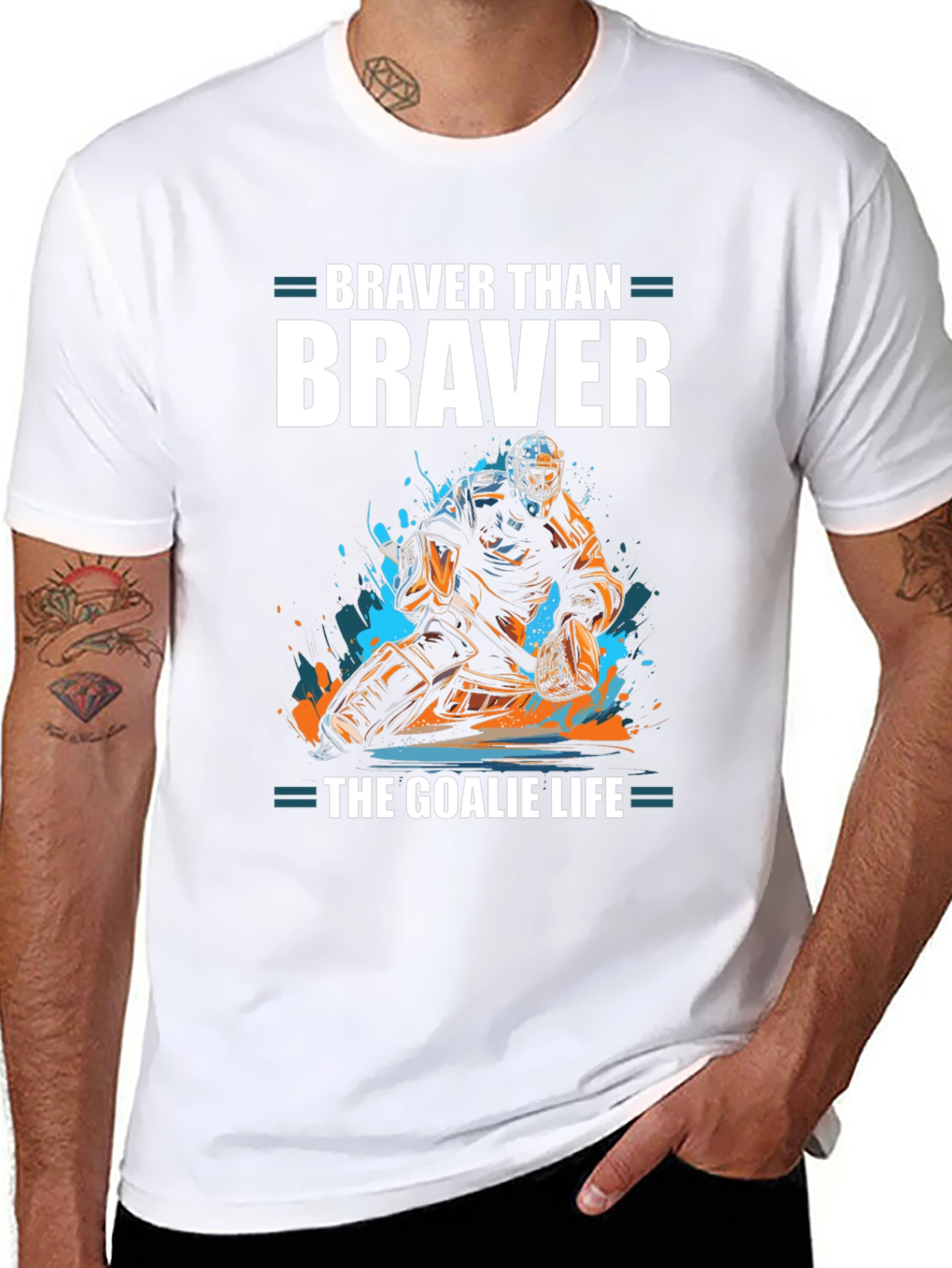 Braver Than Brave Hockey Goalie Graphic Tee