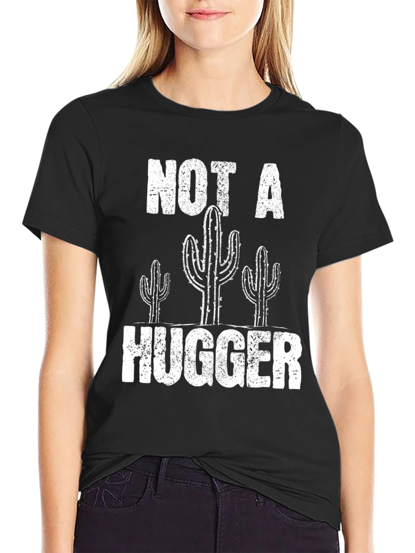Not A Hugger Cactus Graphic T-Shirt