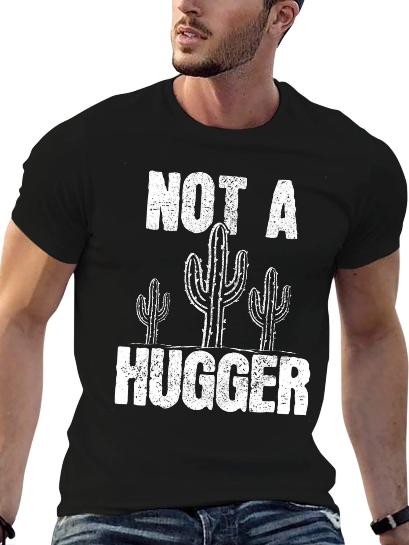 Not A Hugger Cactus Graphic T-Shirt