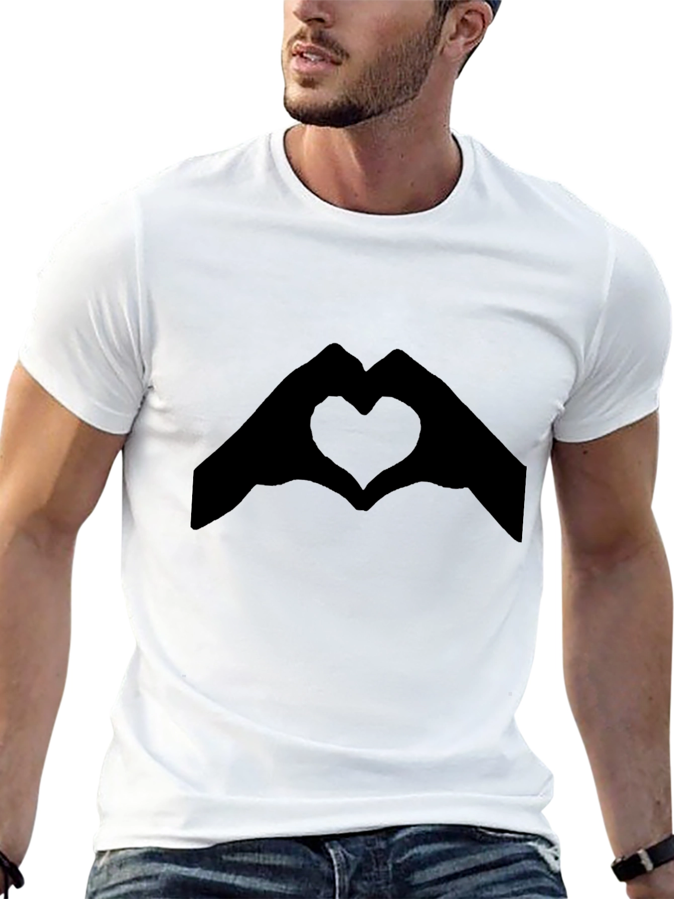 Heart Hands Graphic Tee - Black Casual T-Shirt