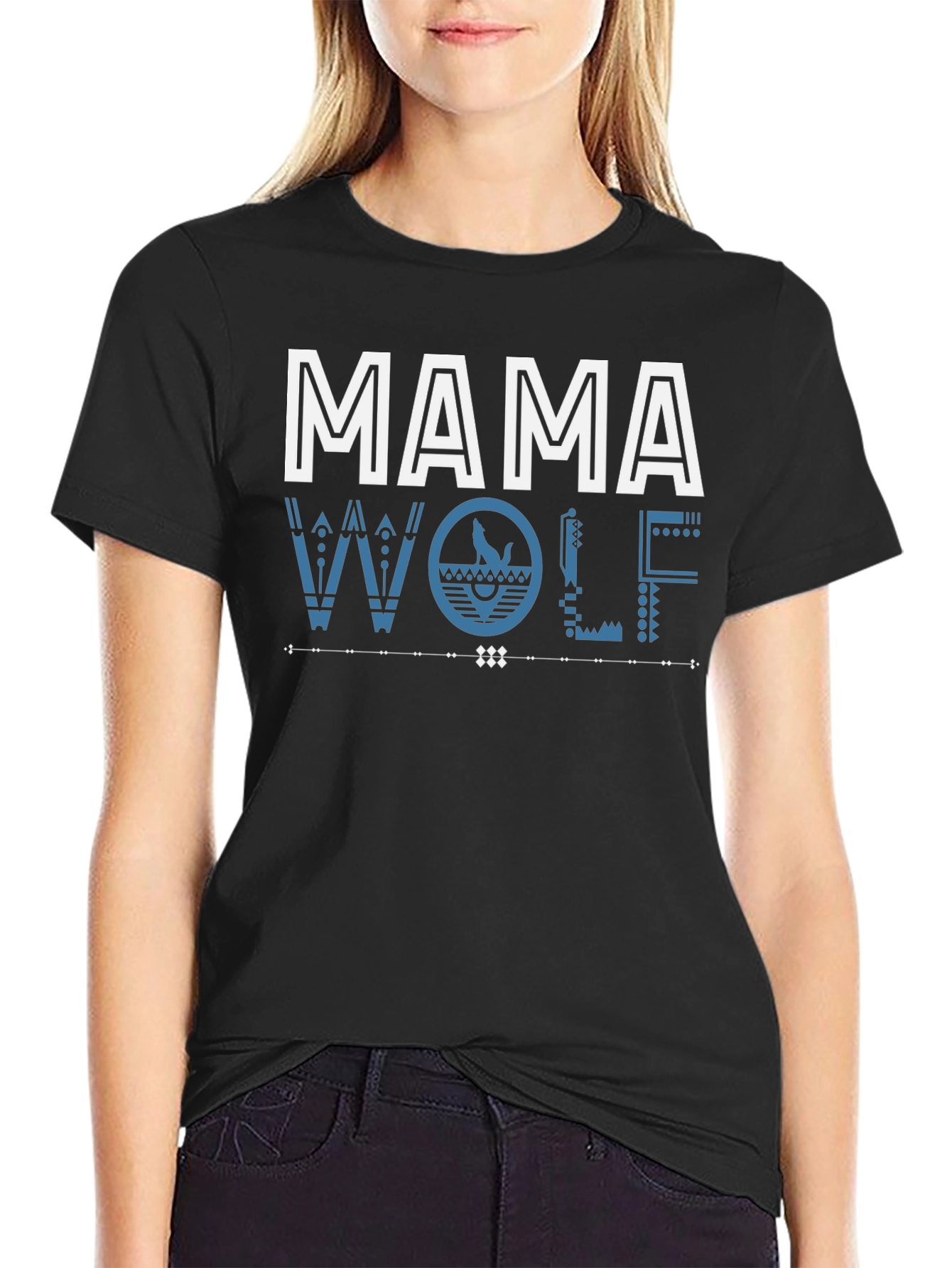 Mama Wolf Graphic Tee - Stylish Tribal Design