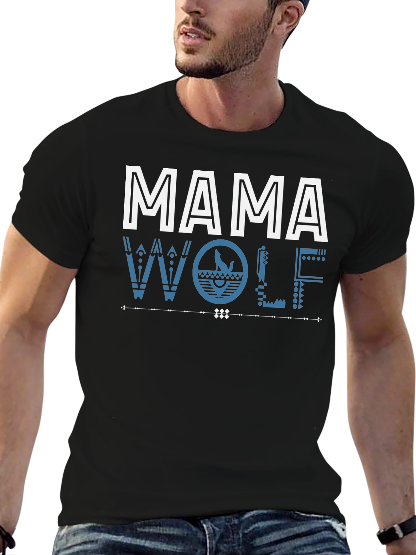 Mama Wolf Graphic Tee - Stylish Tribal Design