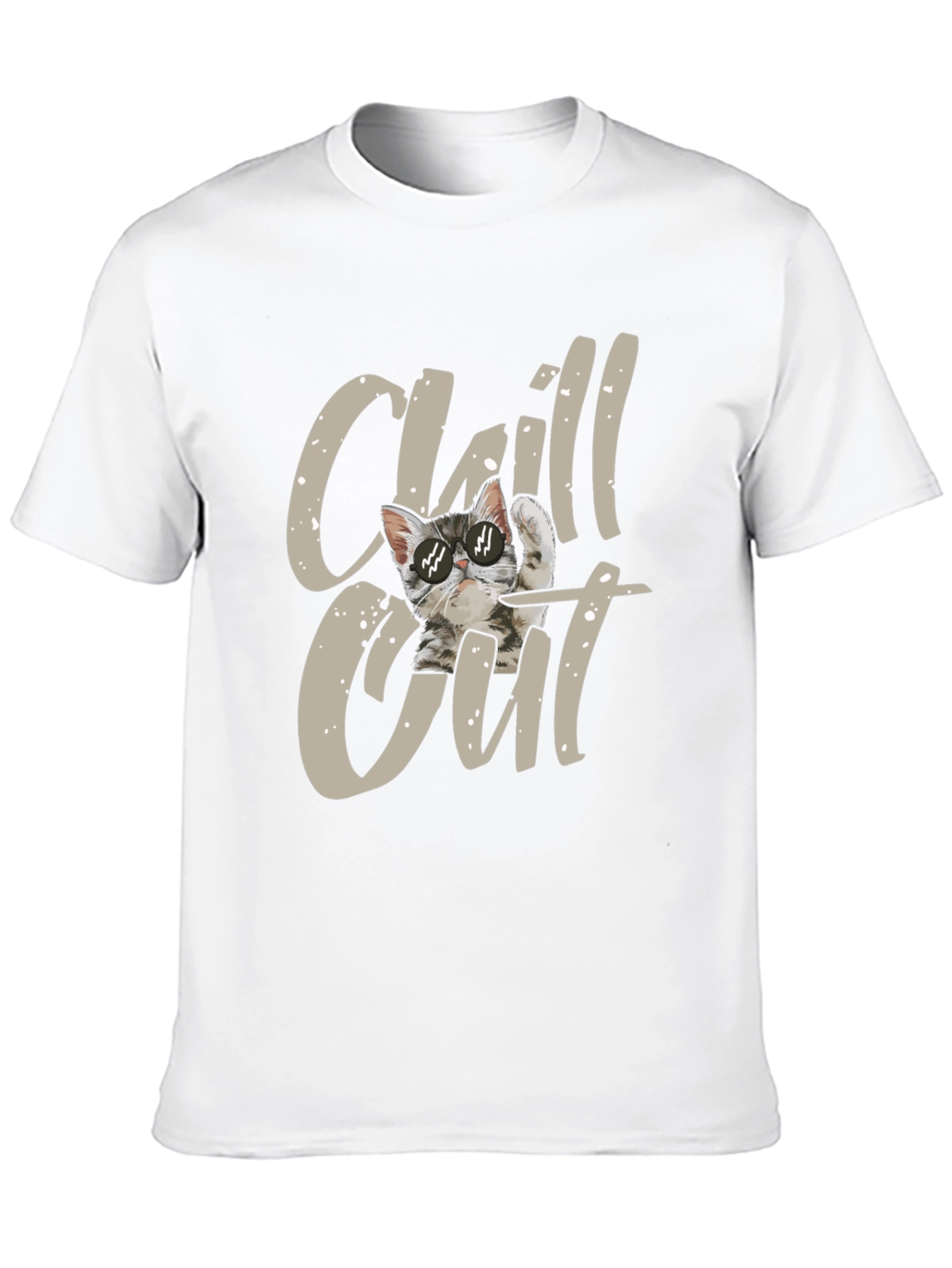 Chill Out Cat Graphic Black T-Shirt