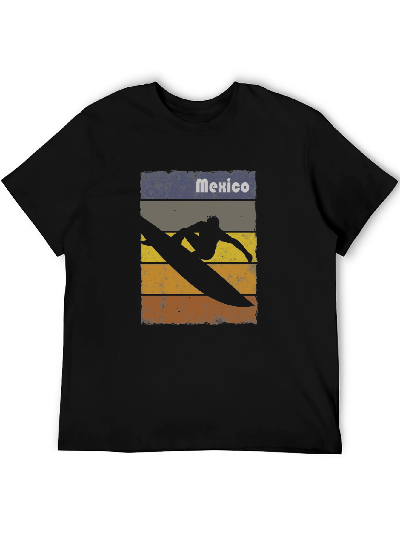 Mexico Surfing T-Shirt - Retro Style Black Tee