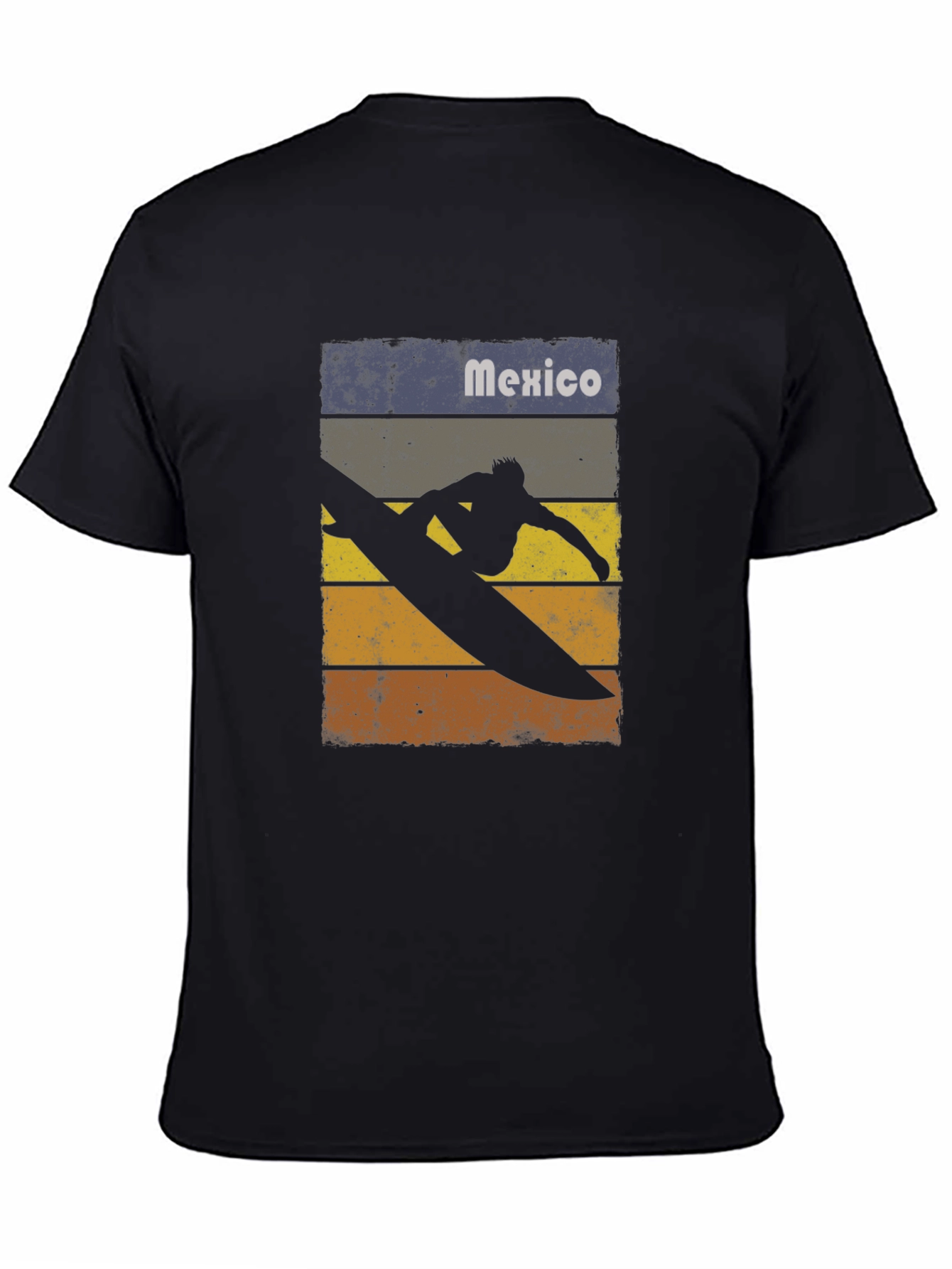Mexico Surfing T-Shirt - Retro Style Black Tee
