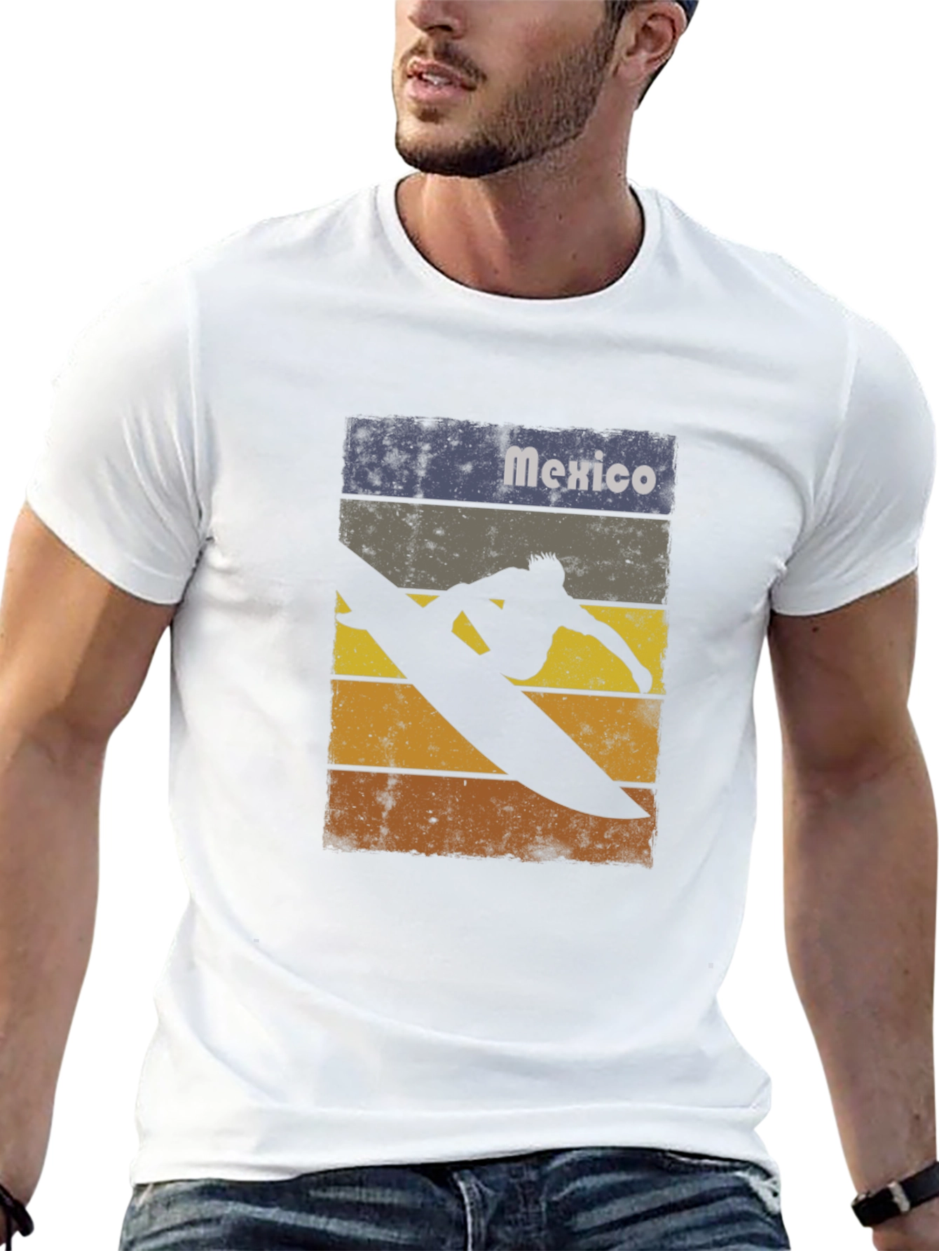 Mexico Surfing T-Shirt - Retro Style Black Tee
